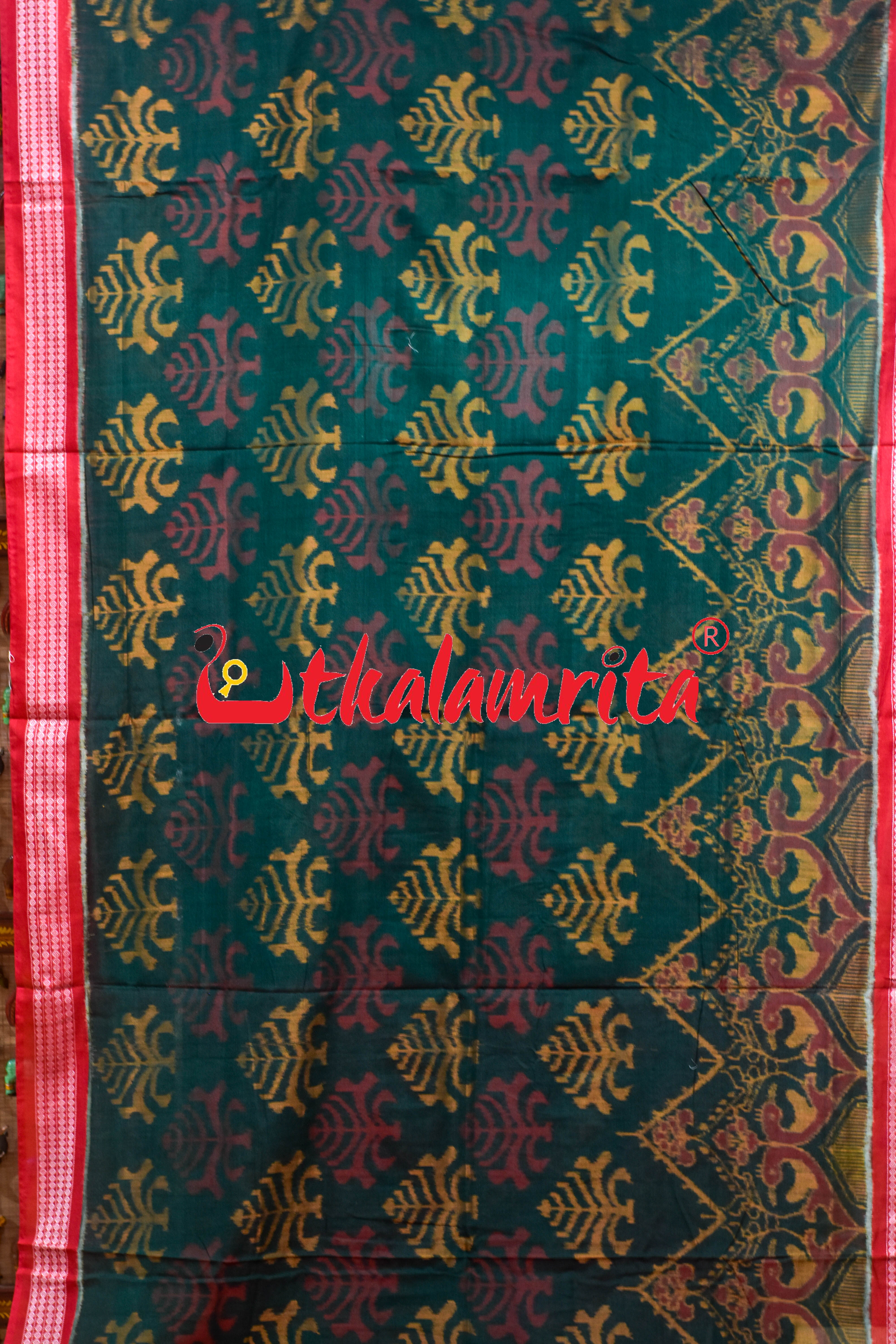 Green Gacha Mayura Border Sambalpuri Cotton Saree