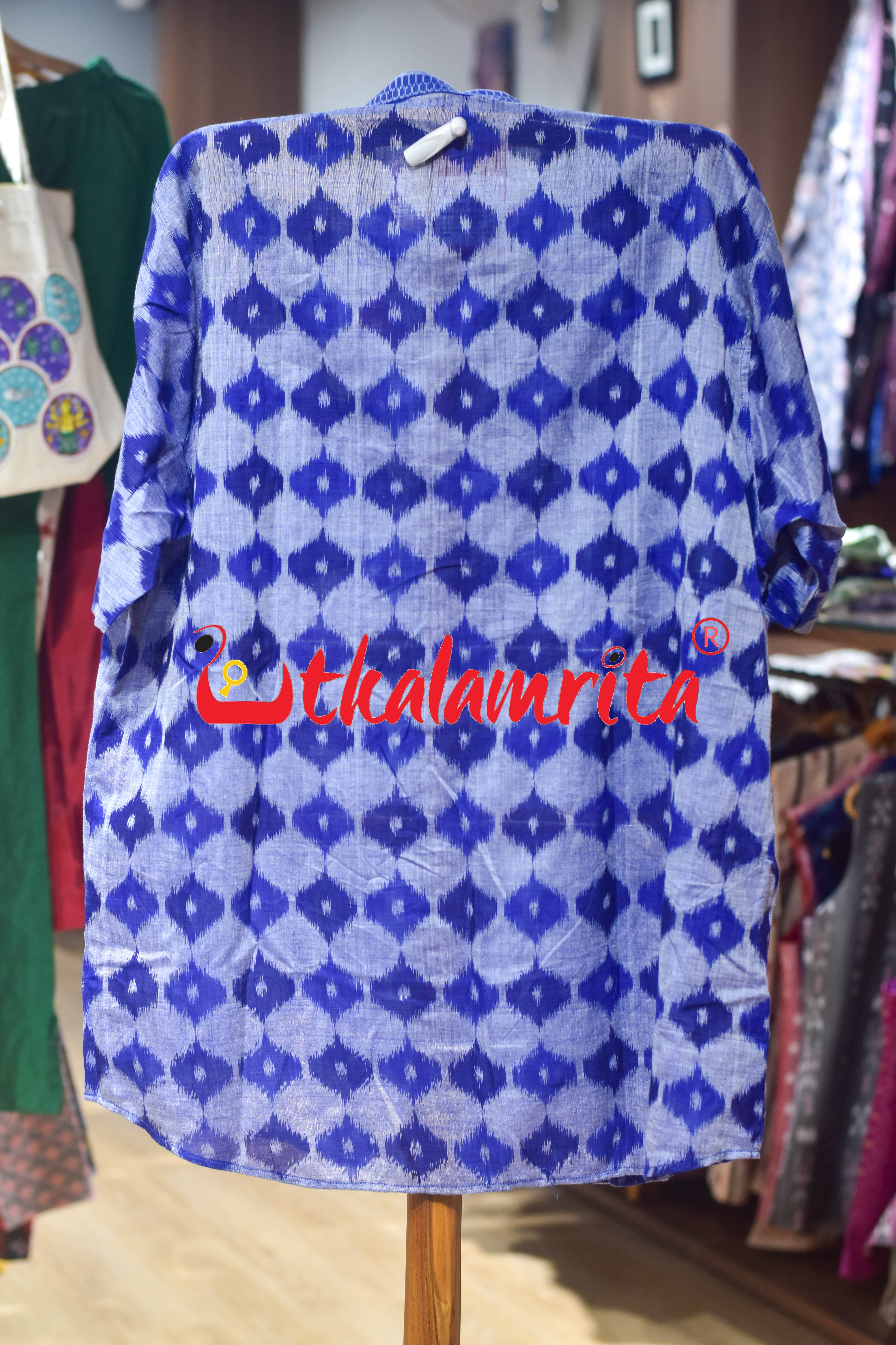 Blue 3D Illusions Odia Letters (Men's Half kurta)