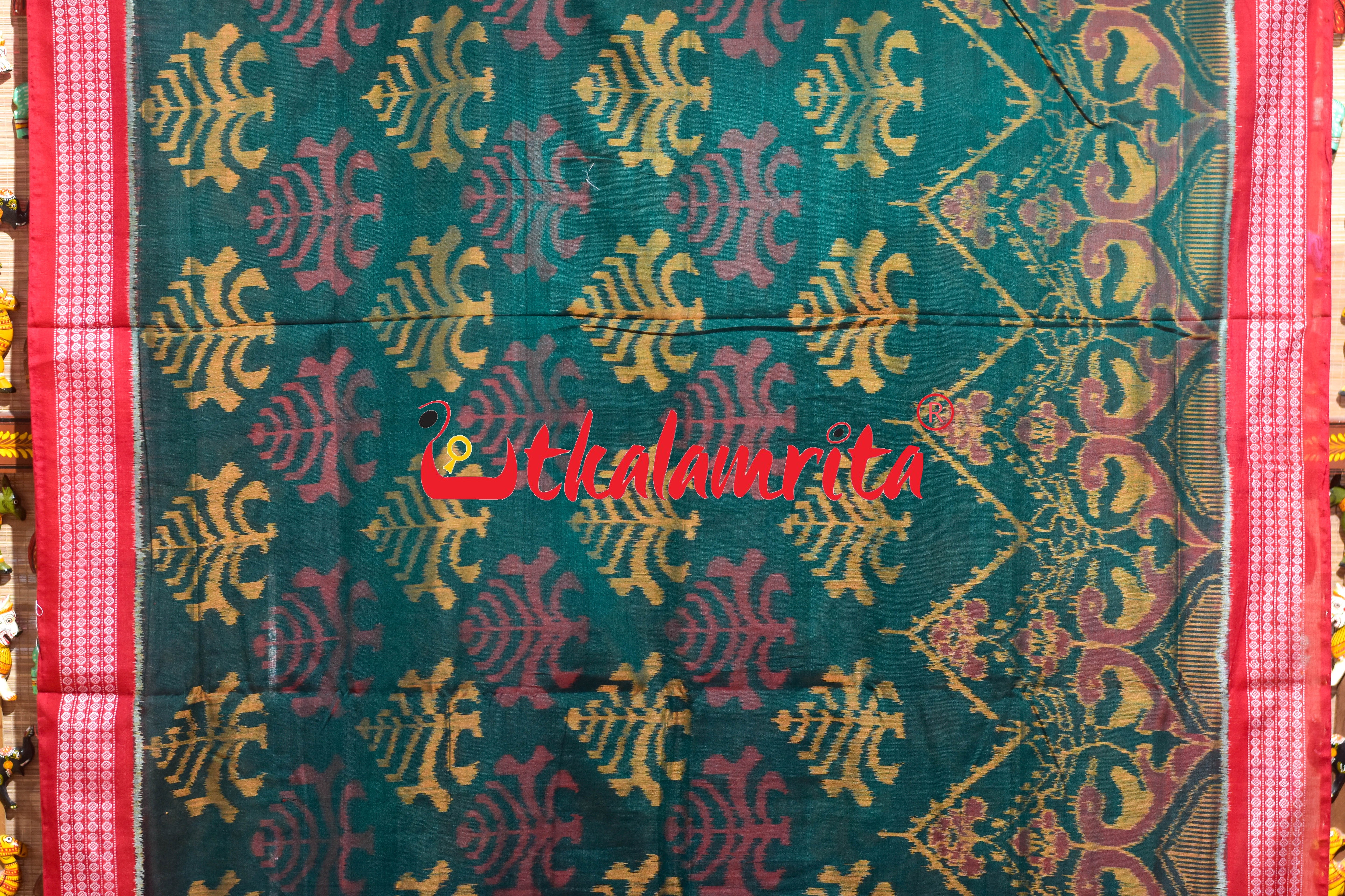 Green Gacha Mayura Border Sambalpuri Cotton Saree