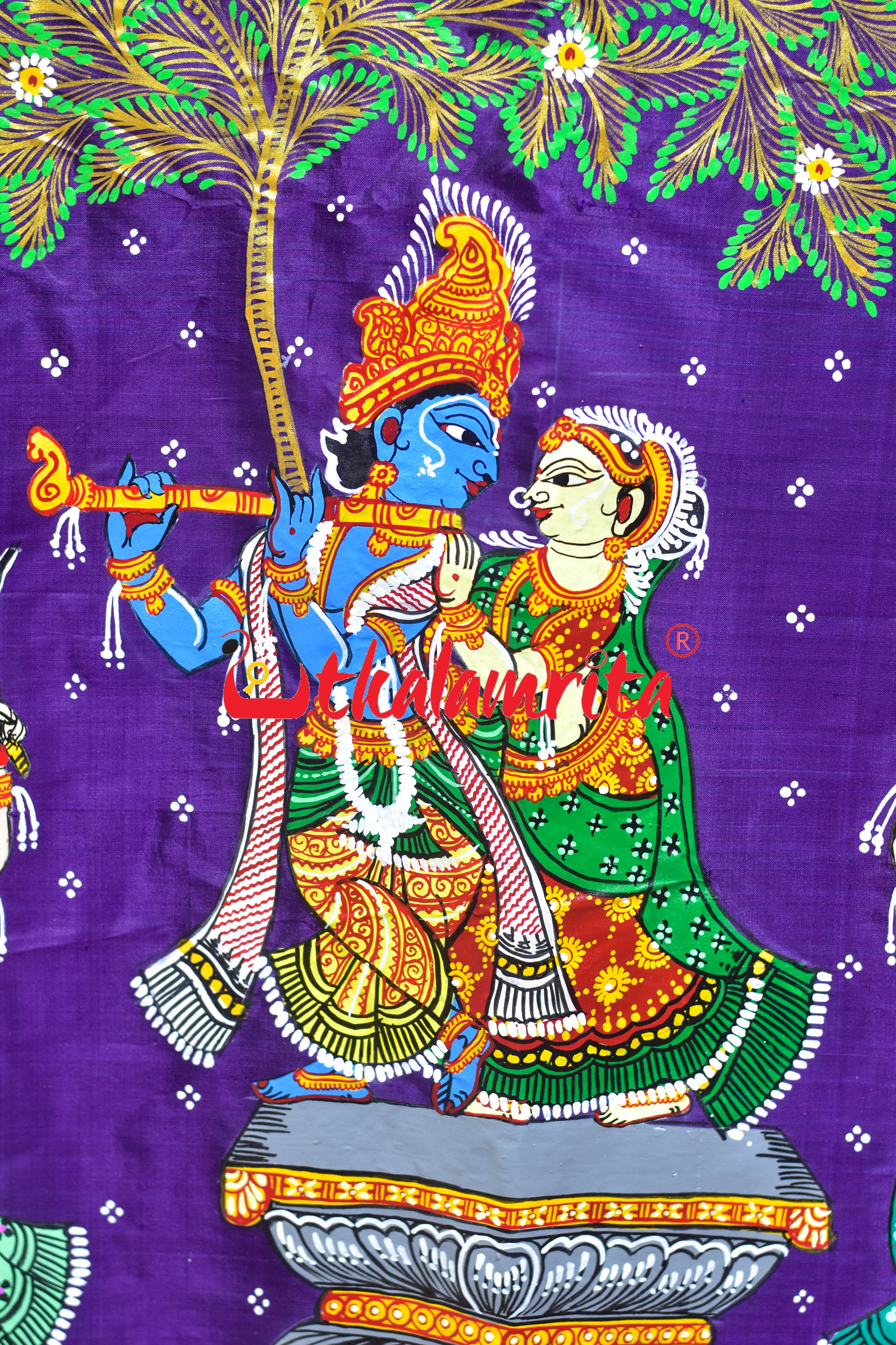 Purple Rasa Pattachitra Silk Saree
