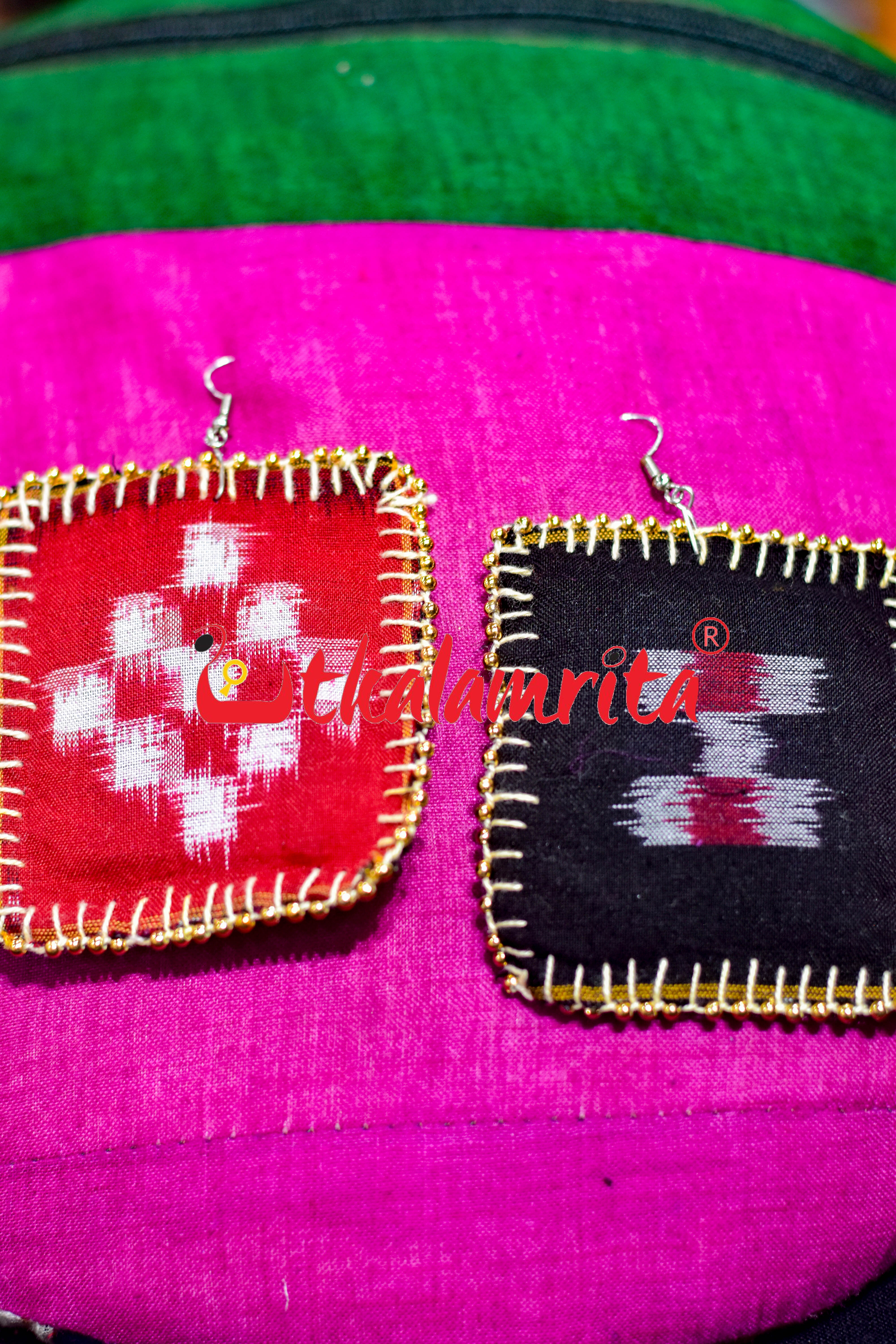 Red Black Pasapali Big Earrings