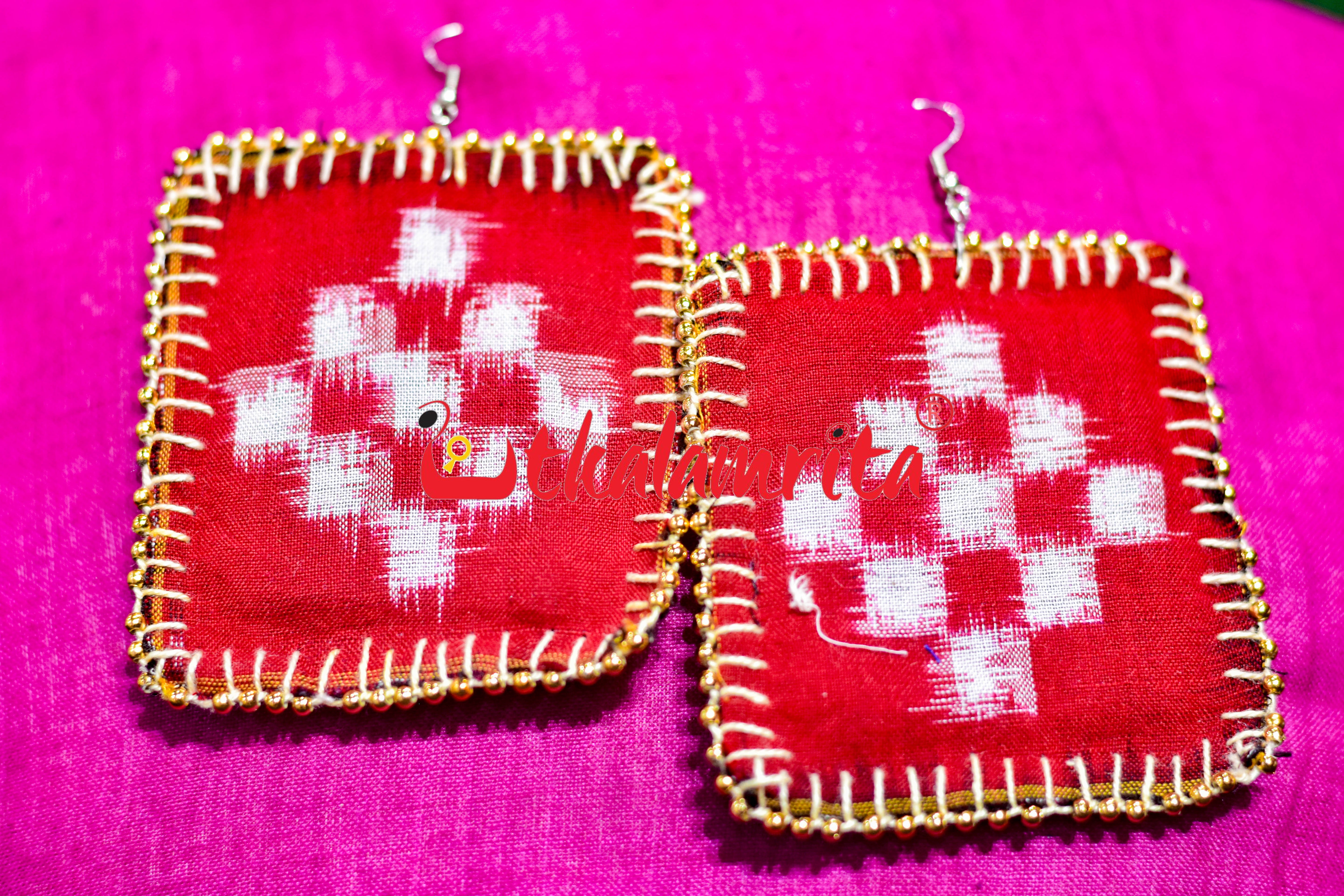 Red Black Pasapali Big Earrings