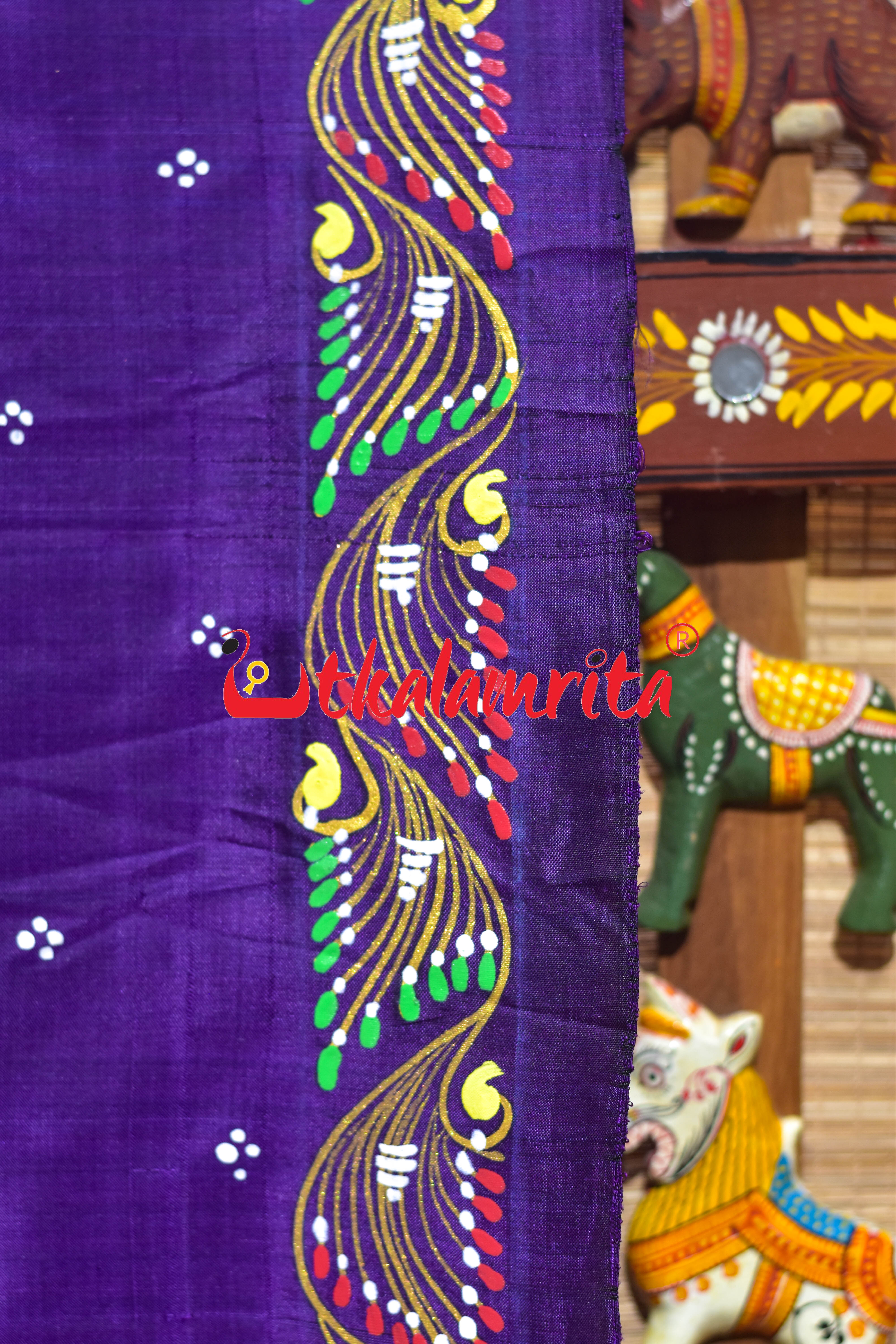 Purple Rasa Pattachitra Silk Saree