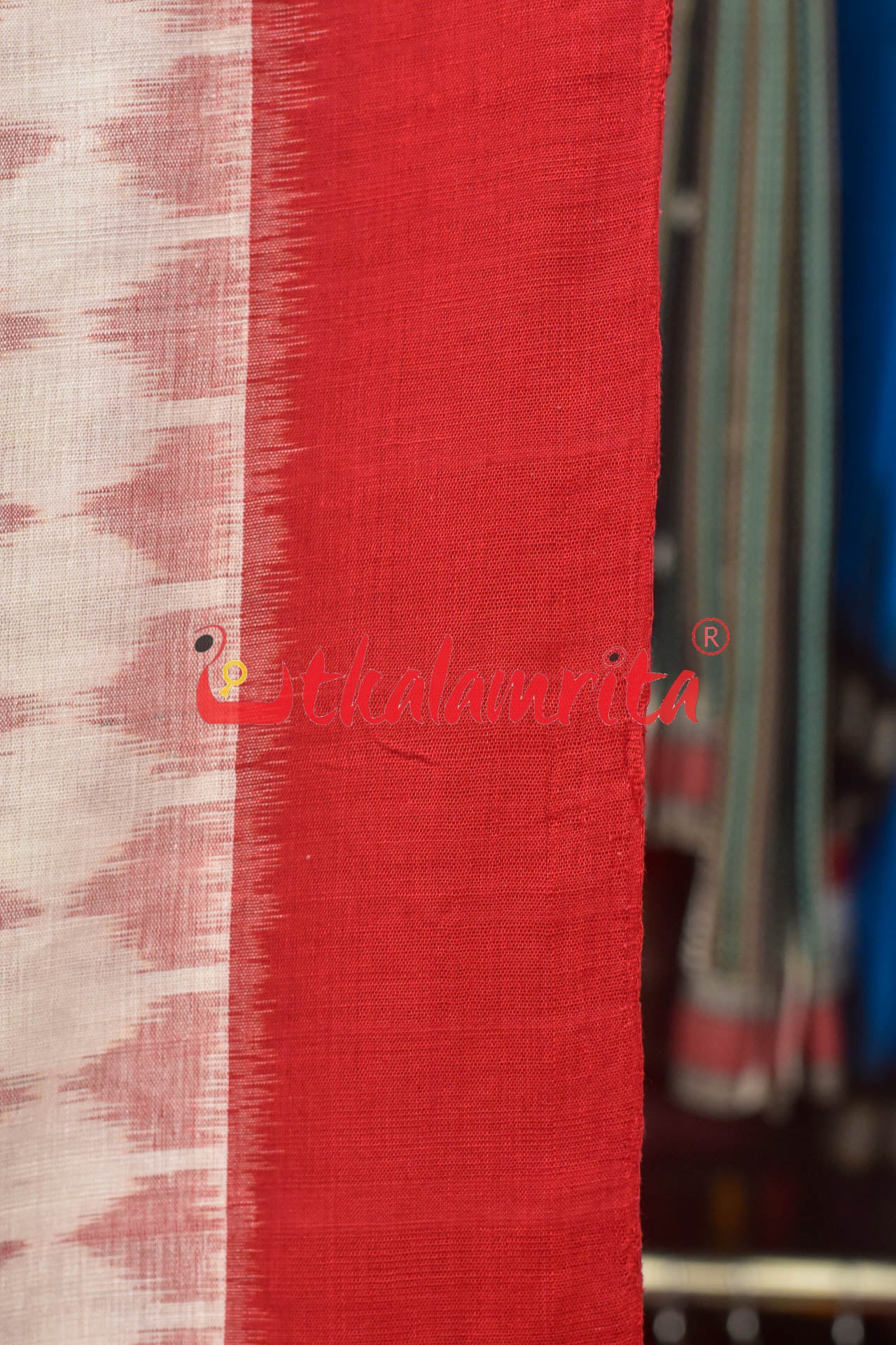 Green and Red Bandha Khandua Cotton Saree