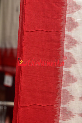 Green and Red Bandha Khandua Cotton Saree