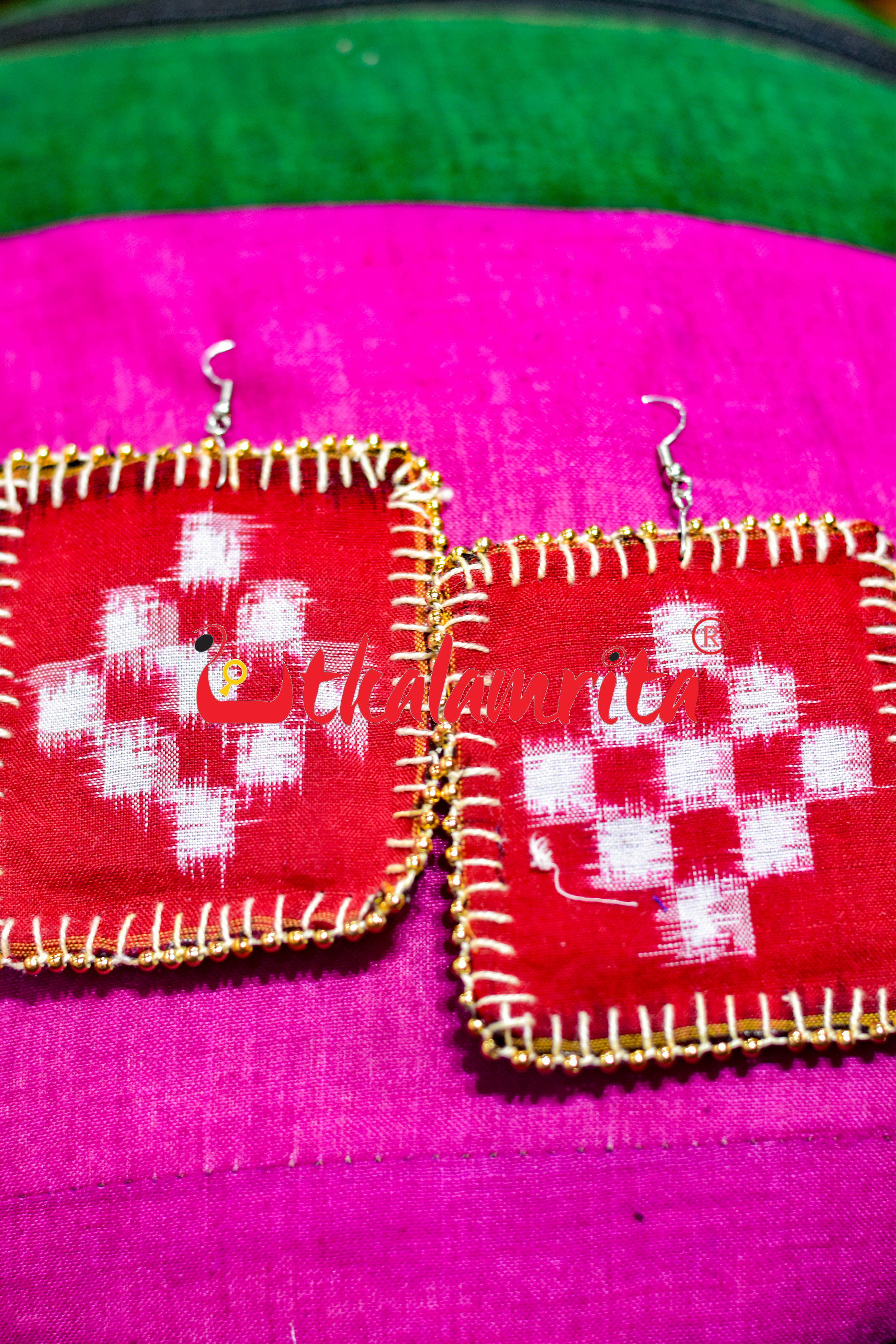 Red Black Pasapali Big Earrings