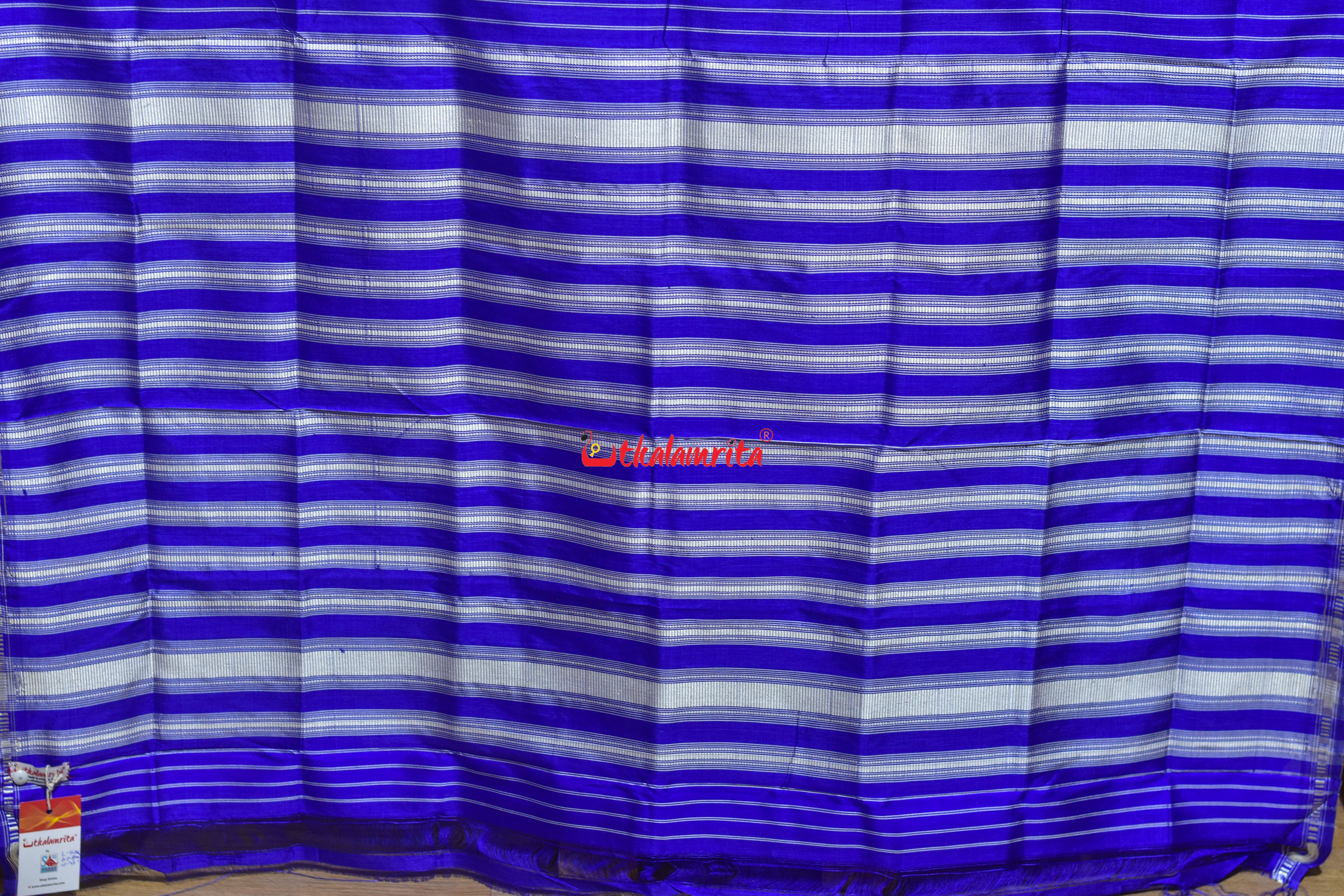 Soft Pastel Blue Single Anchal Berhampuri Silk Saree