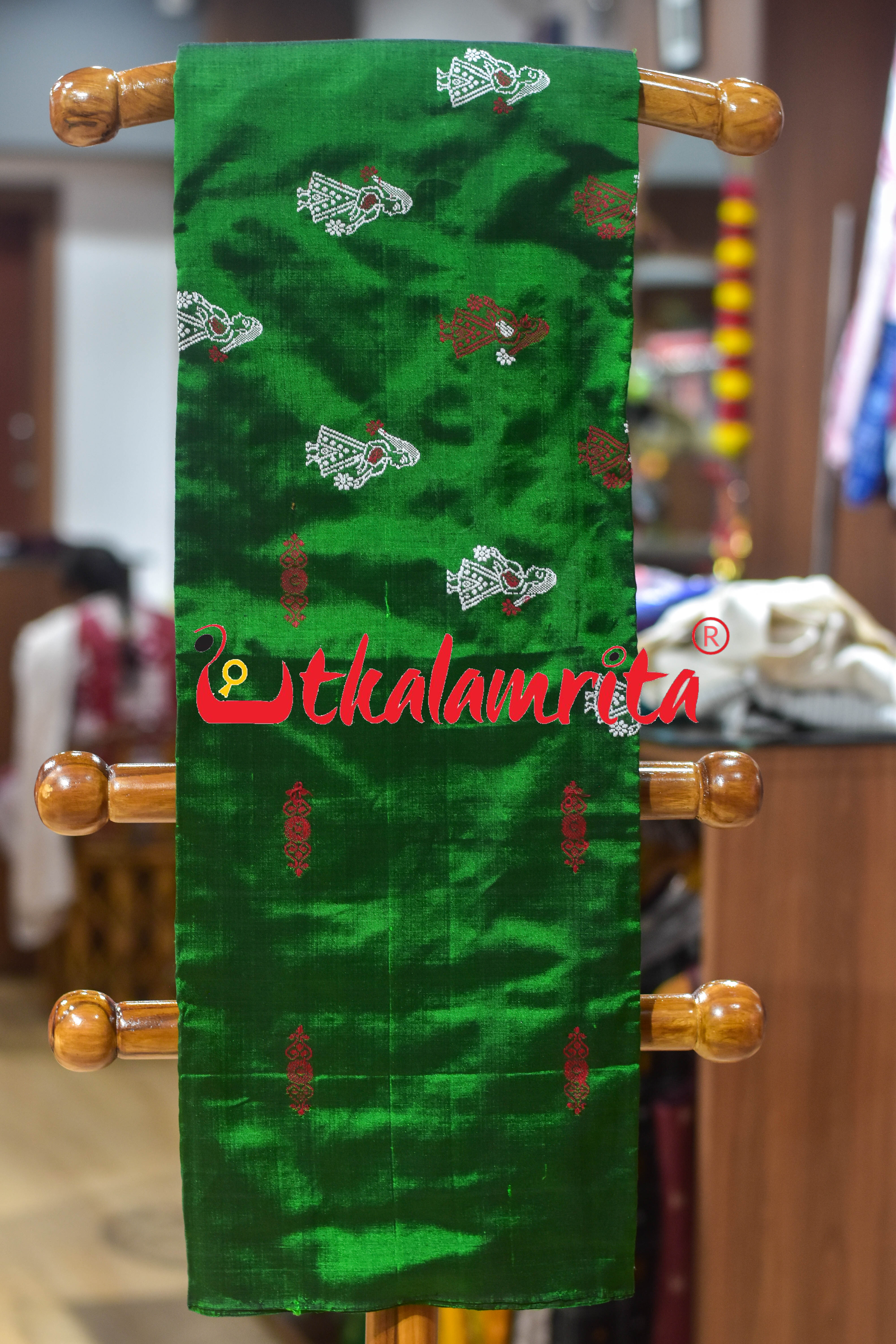 Green Red Doll Bomkai Bapta Dress Set