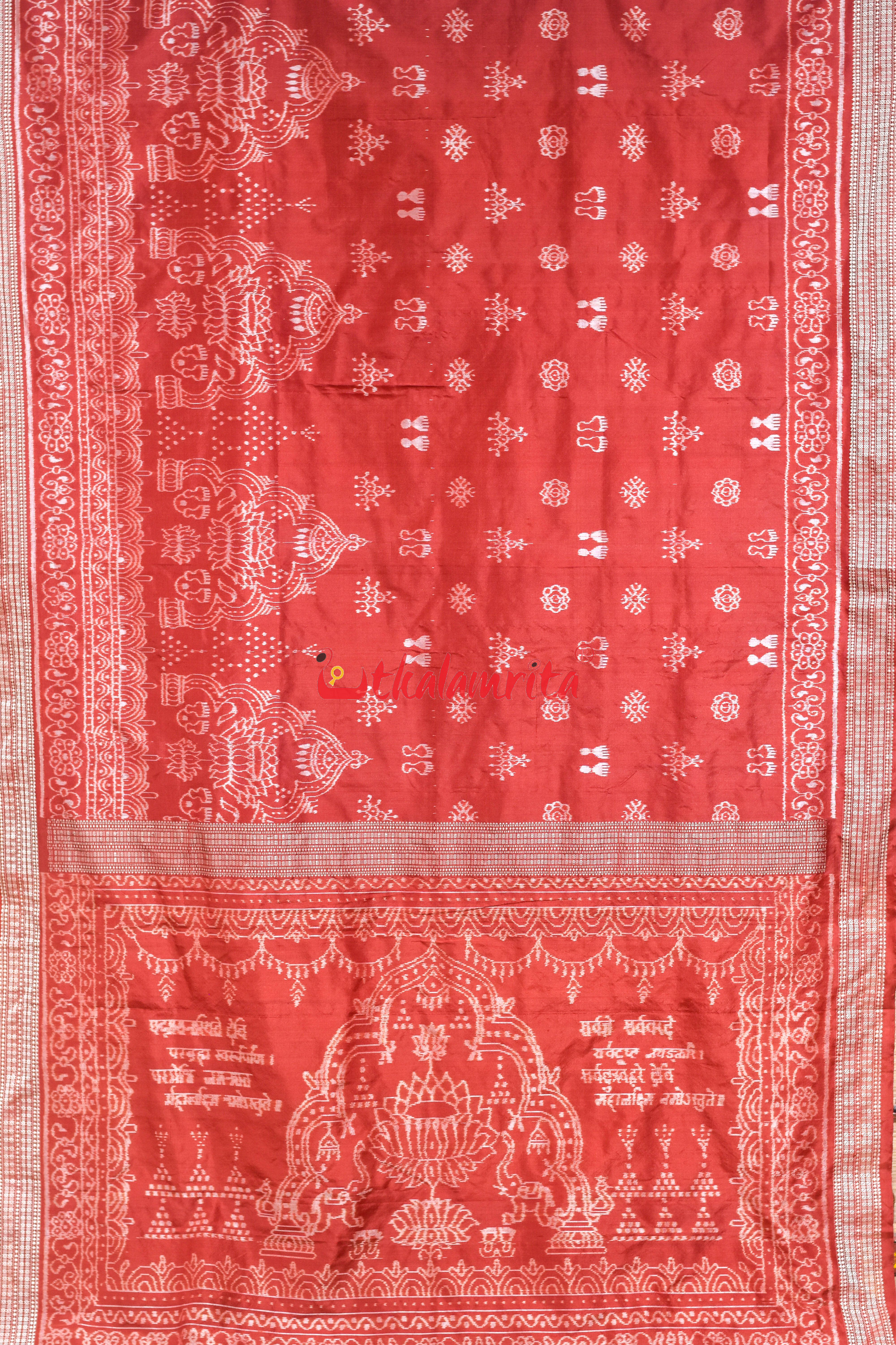 Maroon Laxmi Shree Yantra Sambalpuri Silk Saree