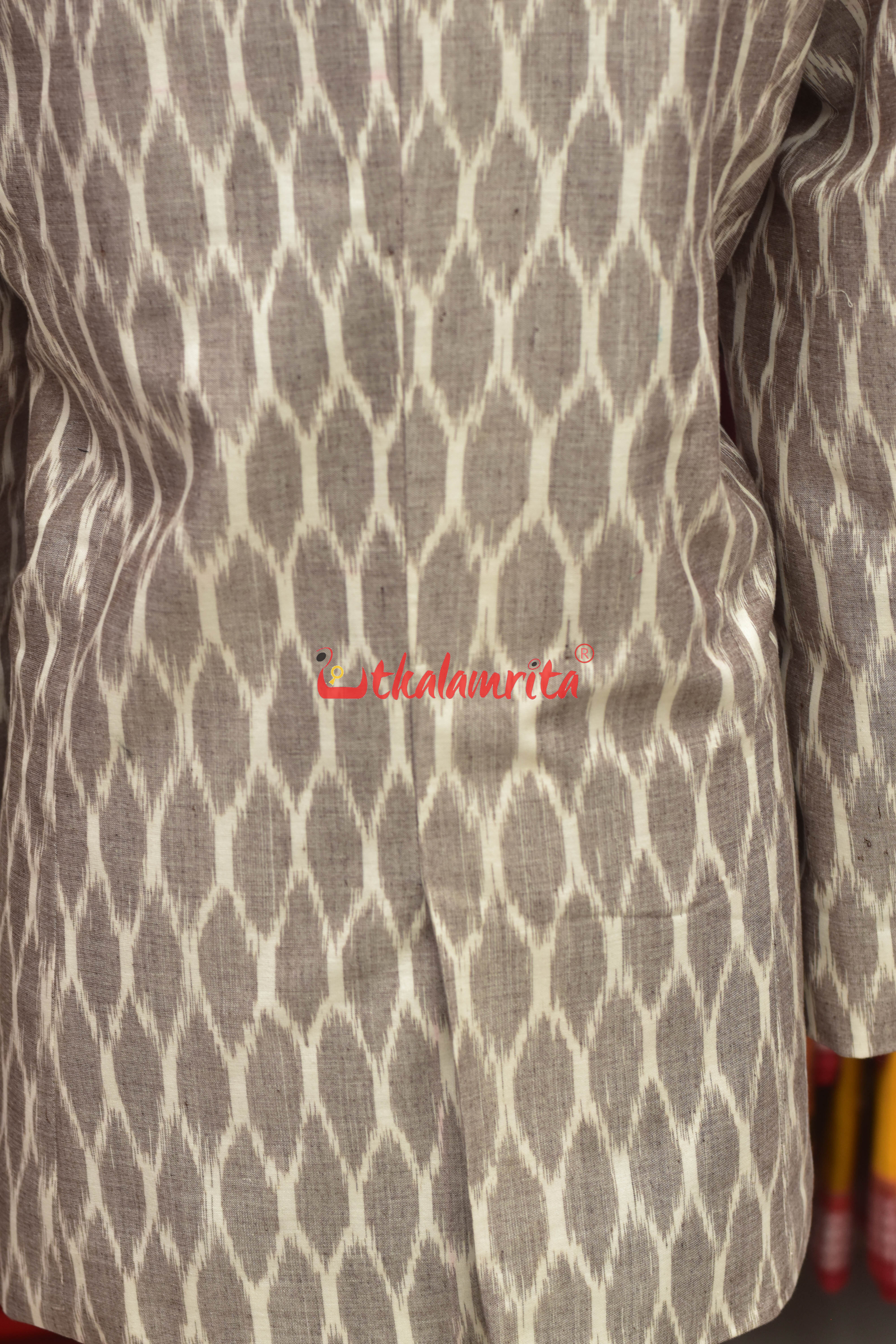 White Vintage Clone With Brown (Ladies' Long Blazer)