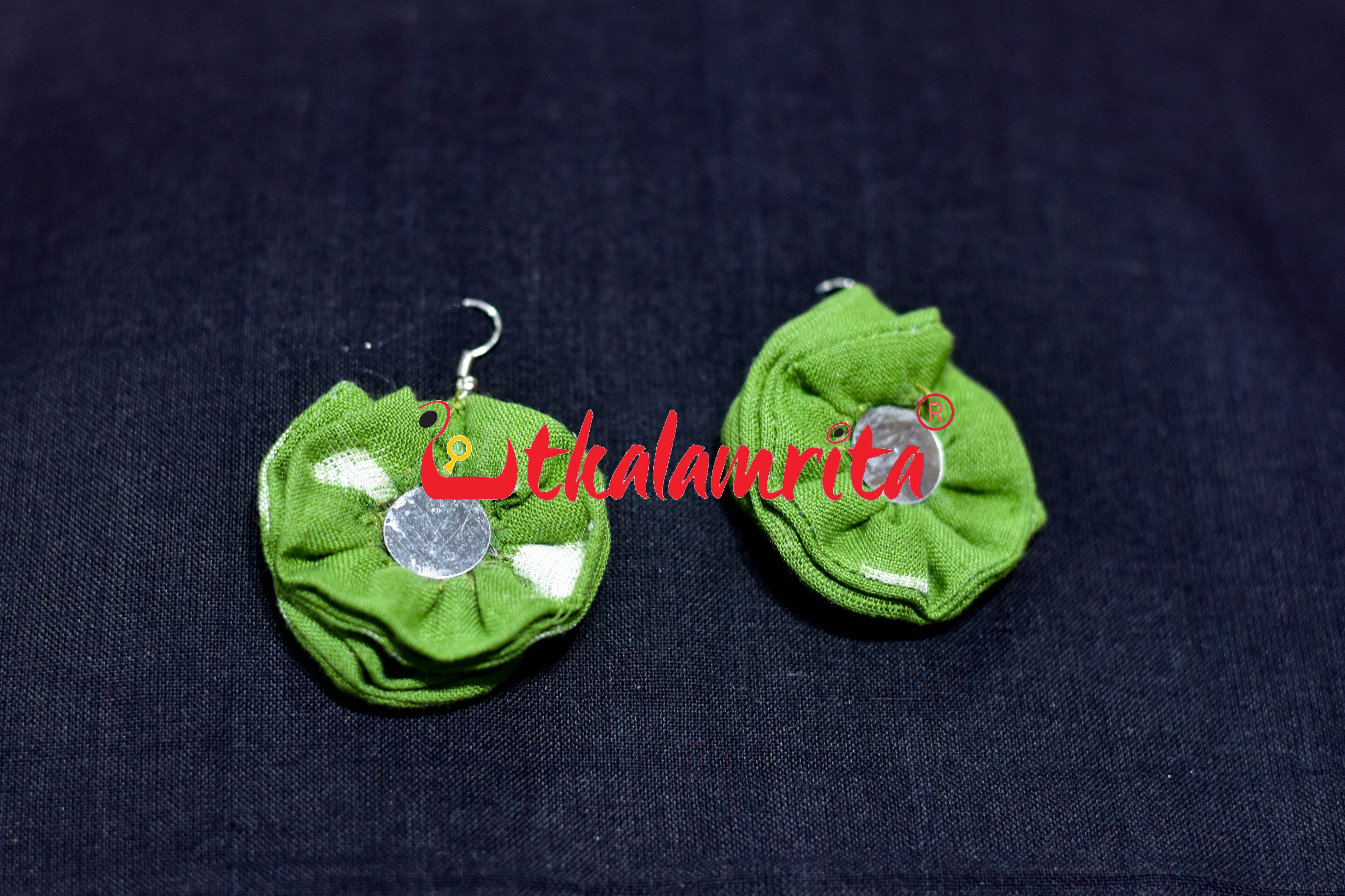 Green Lahari Front Mirror Earrings