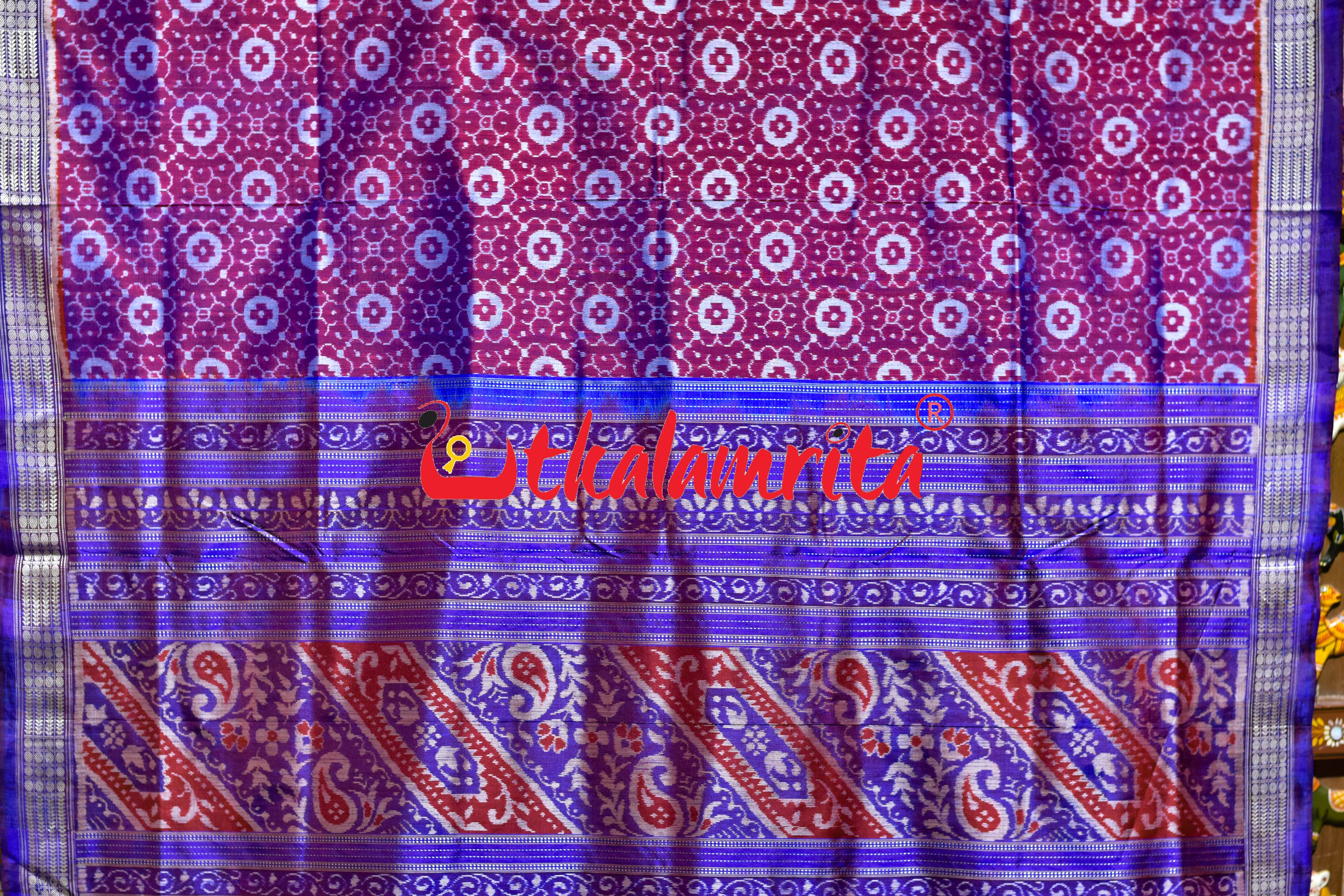 Magenta Blue Sambalpuri Bandha Silk Saree