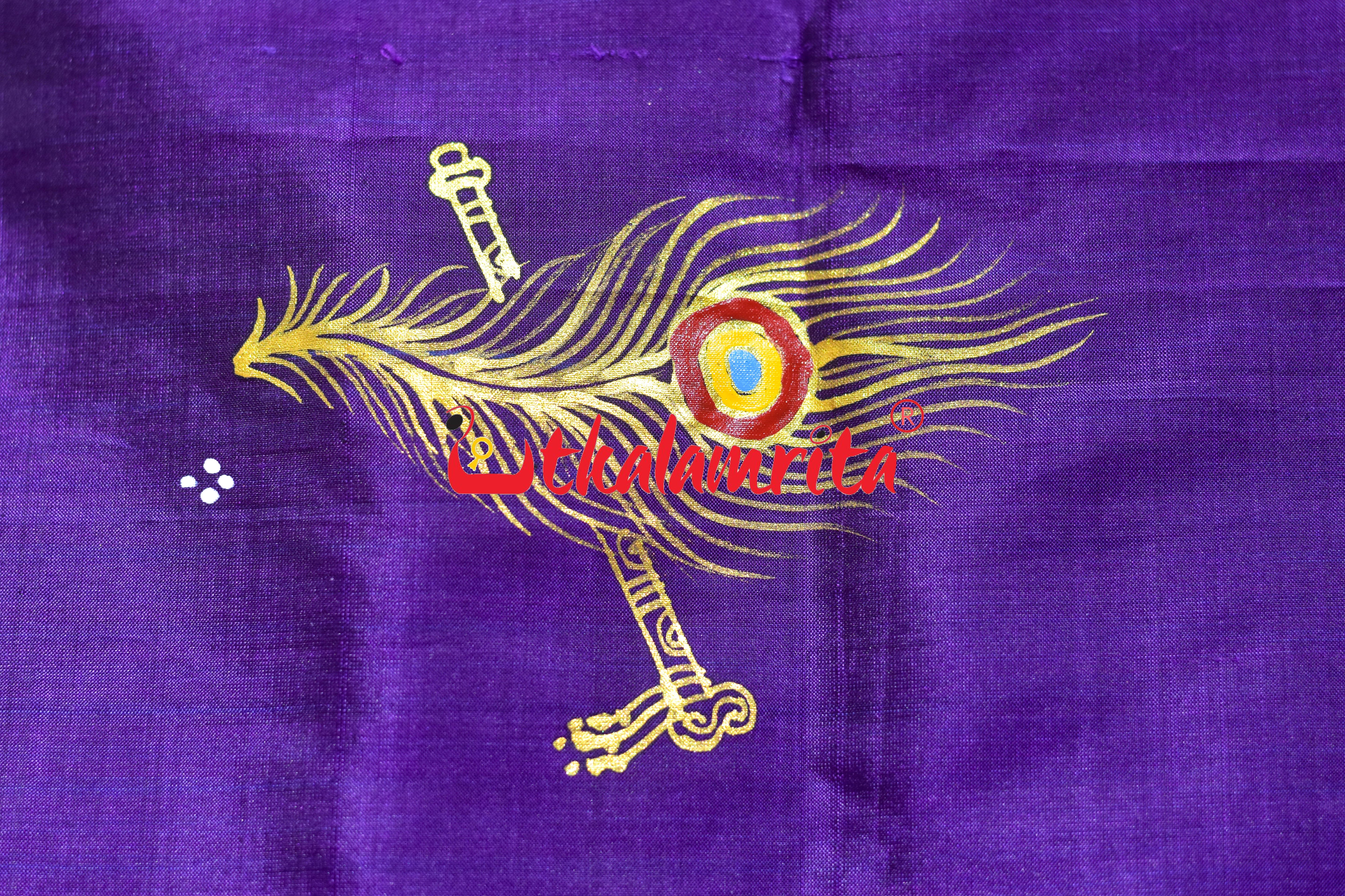 Purple Rasa Pattachitra Silk Saree