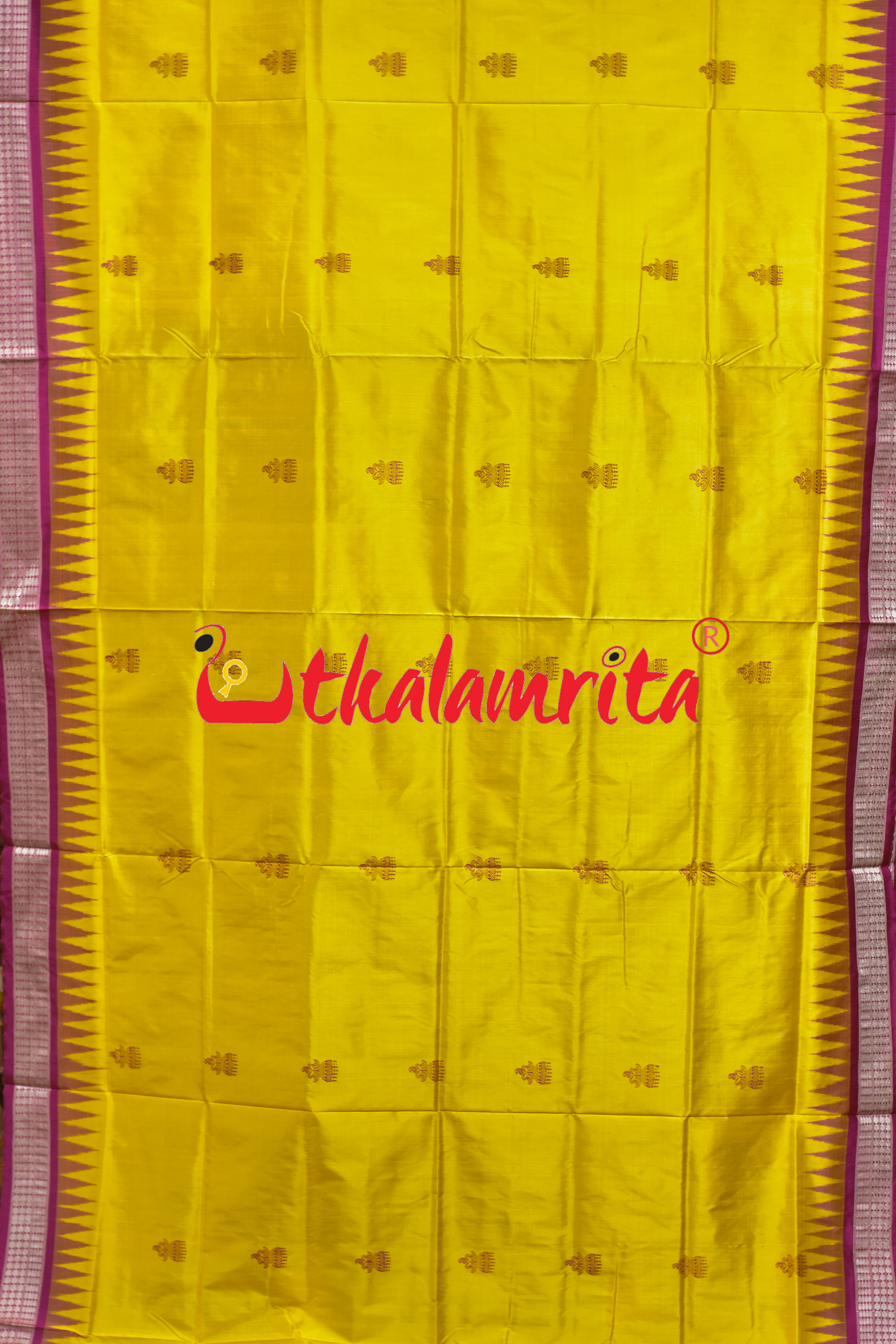 Yellow Rani Jhumka Bomkai Silk Saree