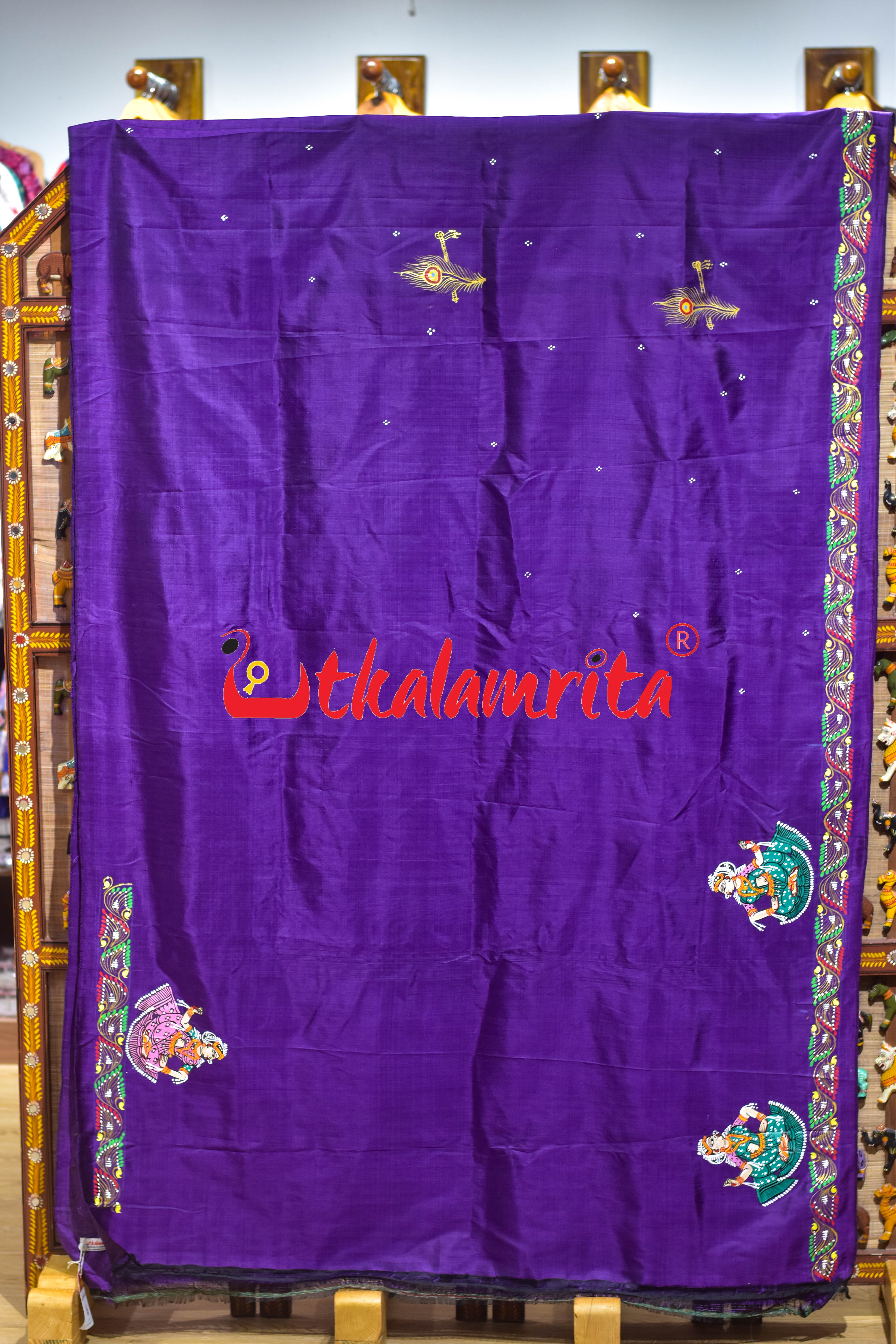 Purple Rasa Pattachitra Silk Saree