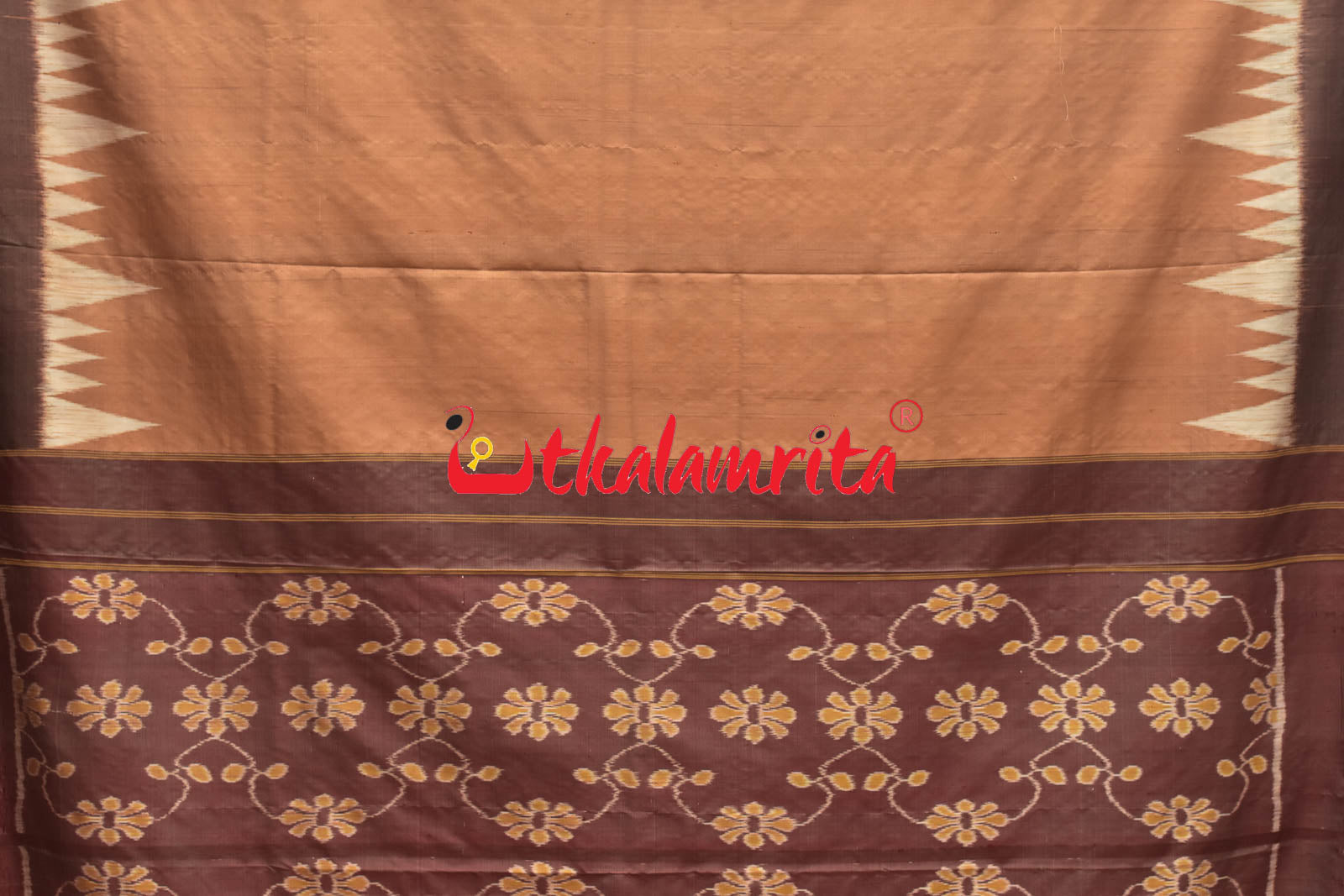 Natural Dye Plain Kumbha Khandua Silk Saree