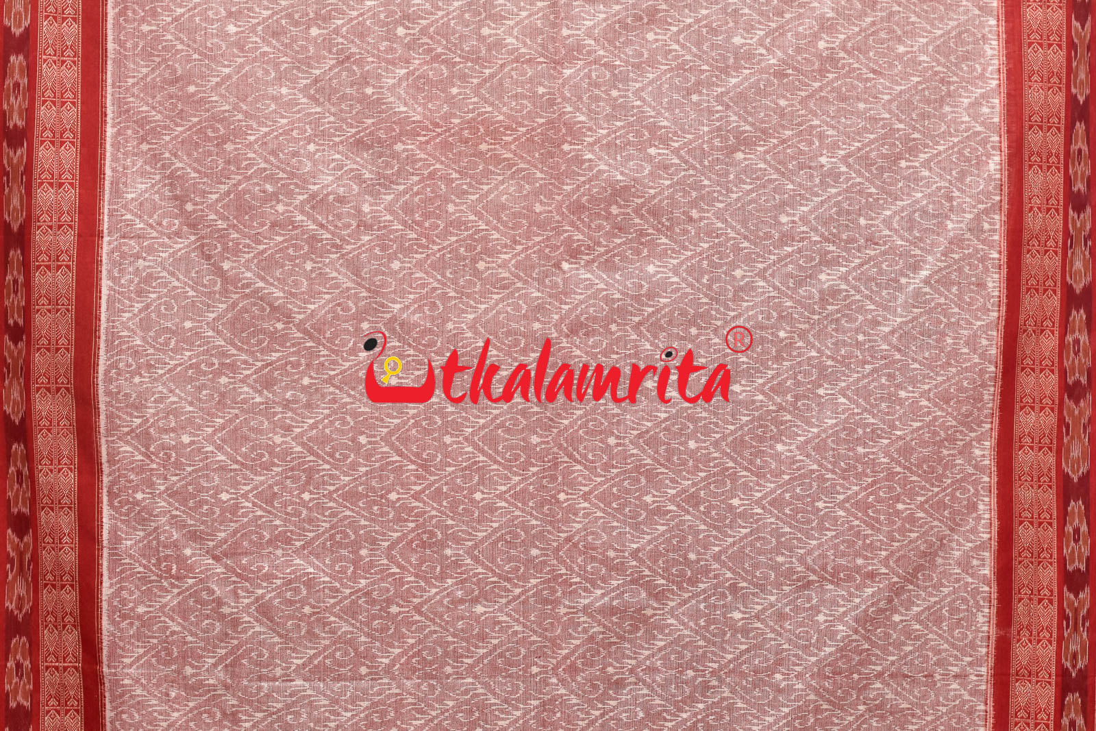 Pink Red Sambalpuri Fish Border (Dupatta)