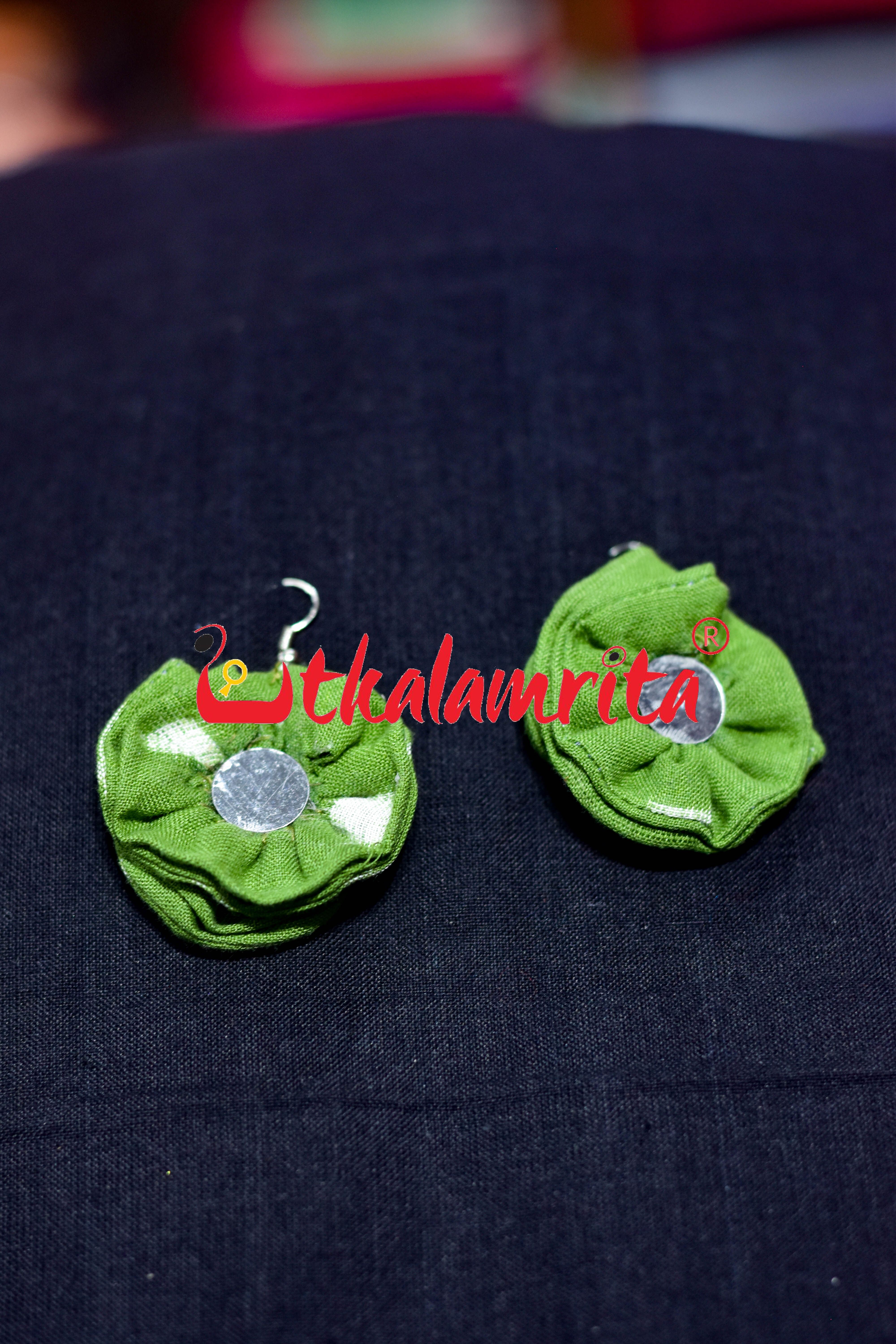 Green Lahari Front Mirror Earrings
