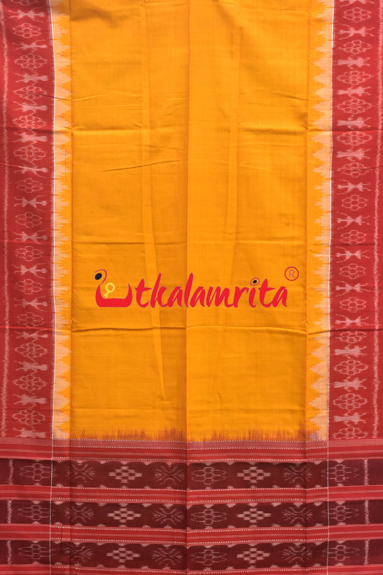 Red Yellow Mayurapucha Sambalpuri Dress Set