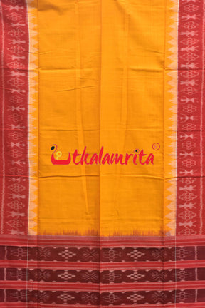 Red Yellow Mayurapucha Sambalpuri Dress Set