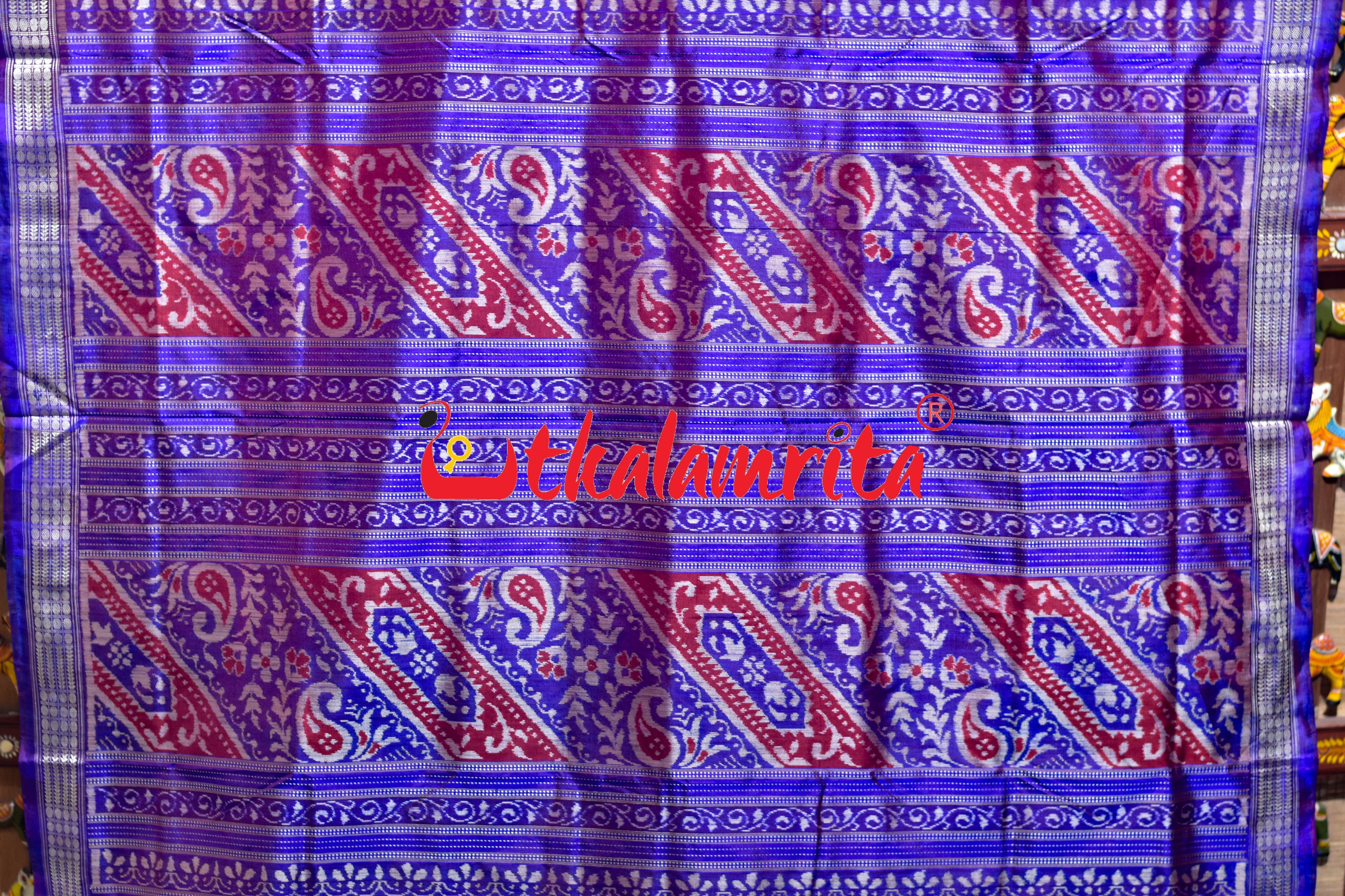 Magenta Blue Sambalpuri Bandha Silk Saree