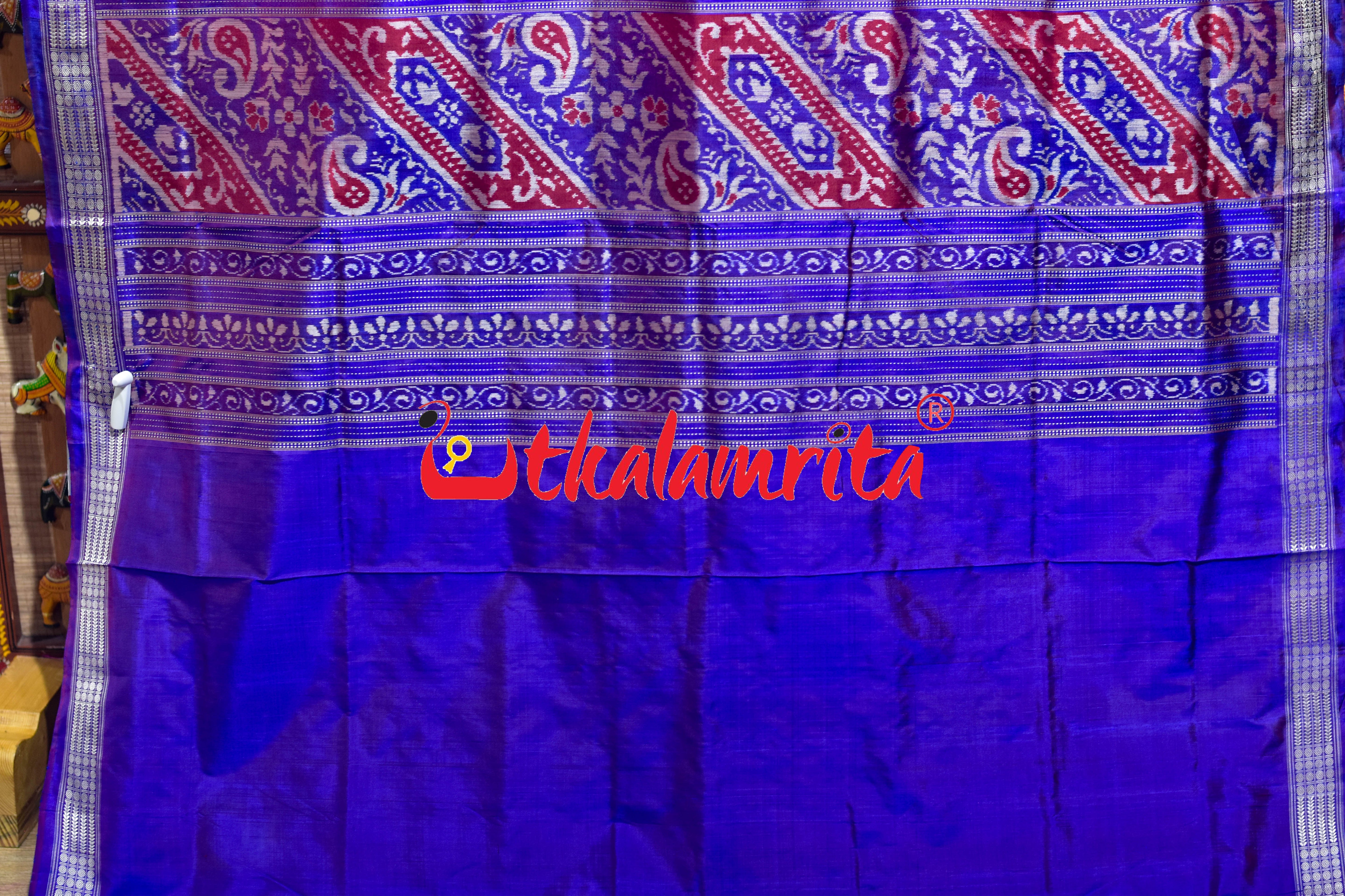 Magenta Blue Sambalpuri Bandha Silk Saree