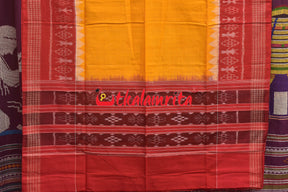 Red Yellow Mayurapucha Sambalpuri Dress Set