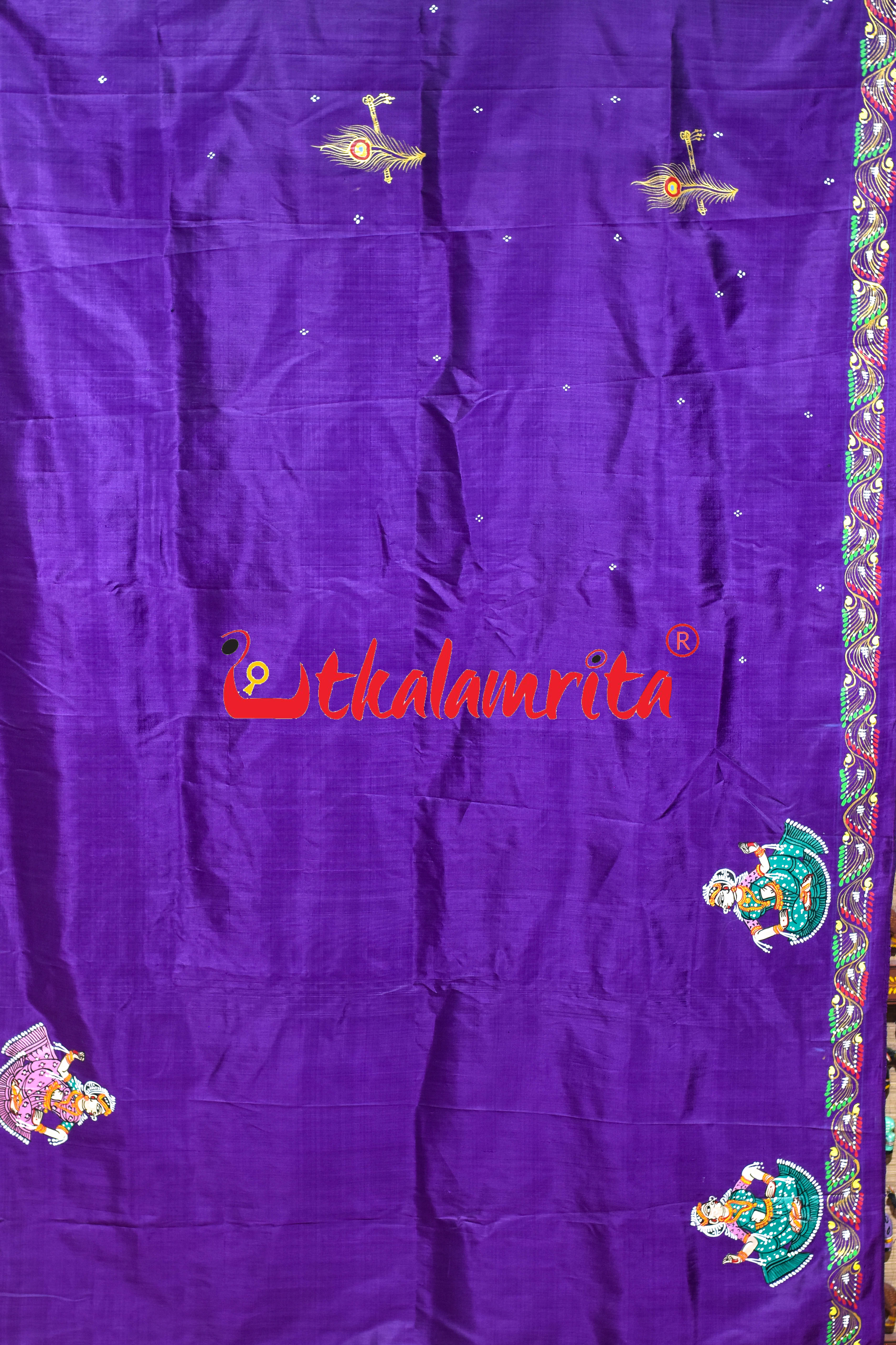 Purple Rasa Pattachitra Silk Saree