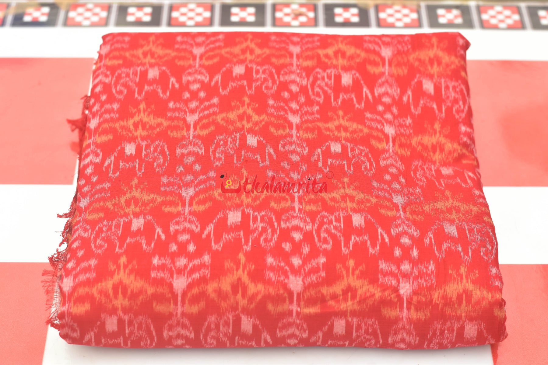 Red Hathi Bandha Sambalpuri Cotton (fabric)