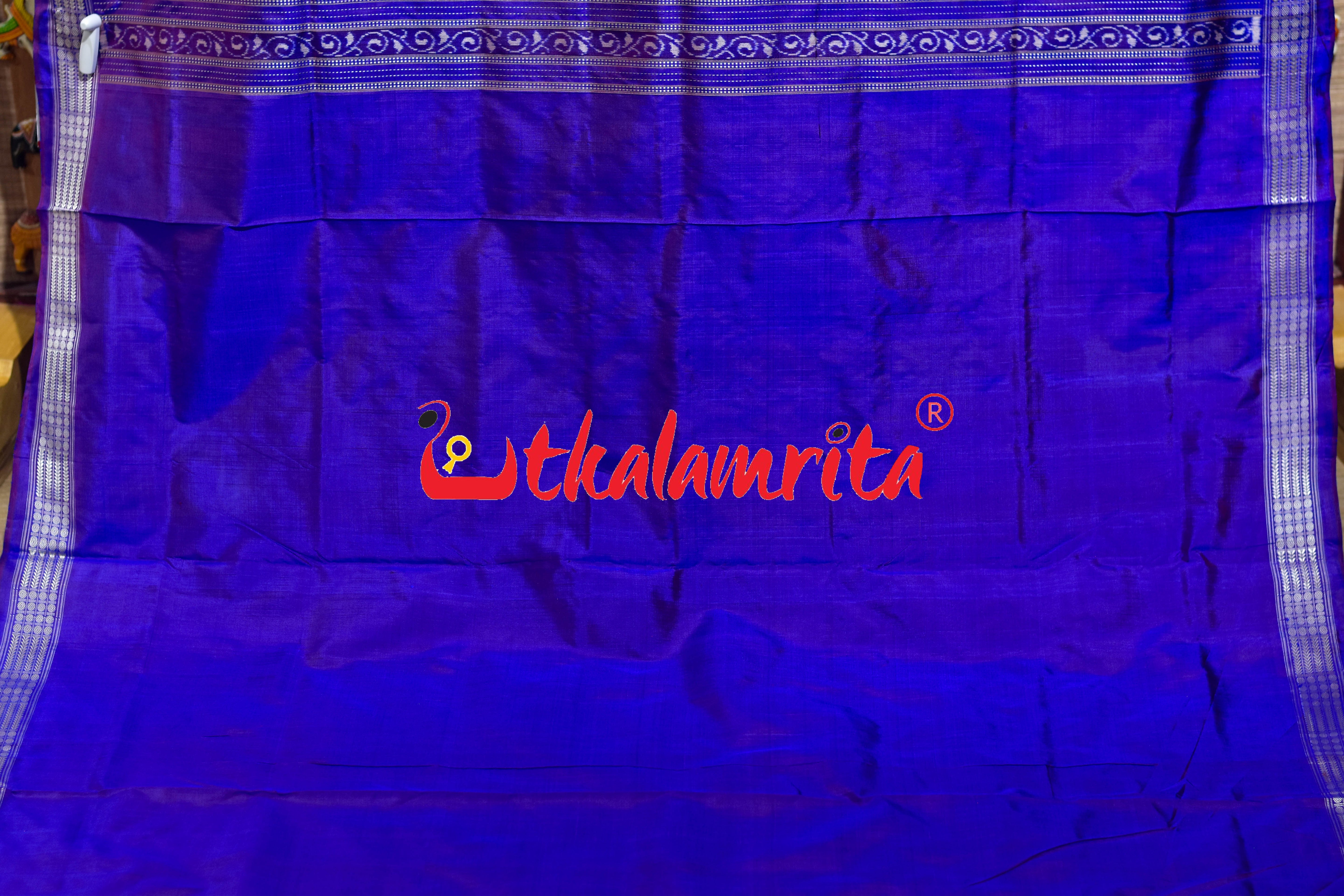 Magenta Blue Sambalpuri Bandha Silk Saree