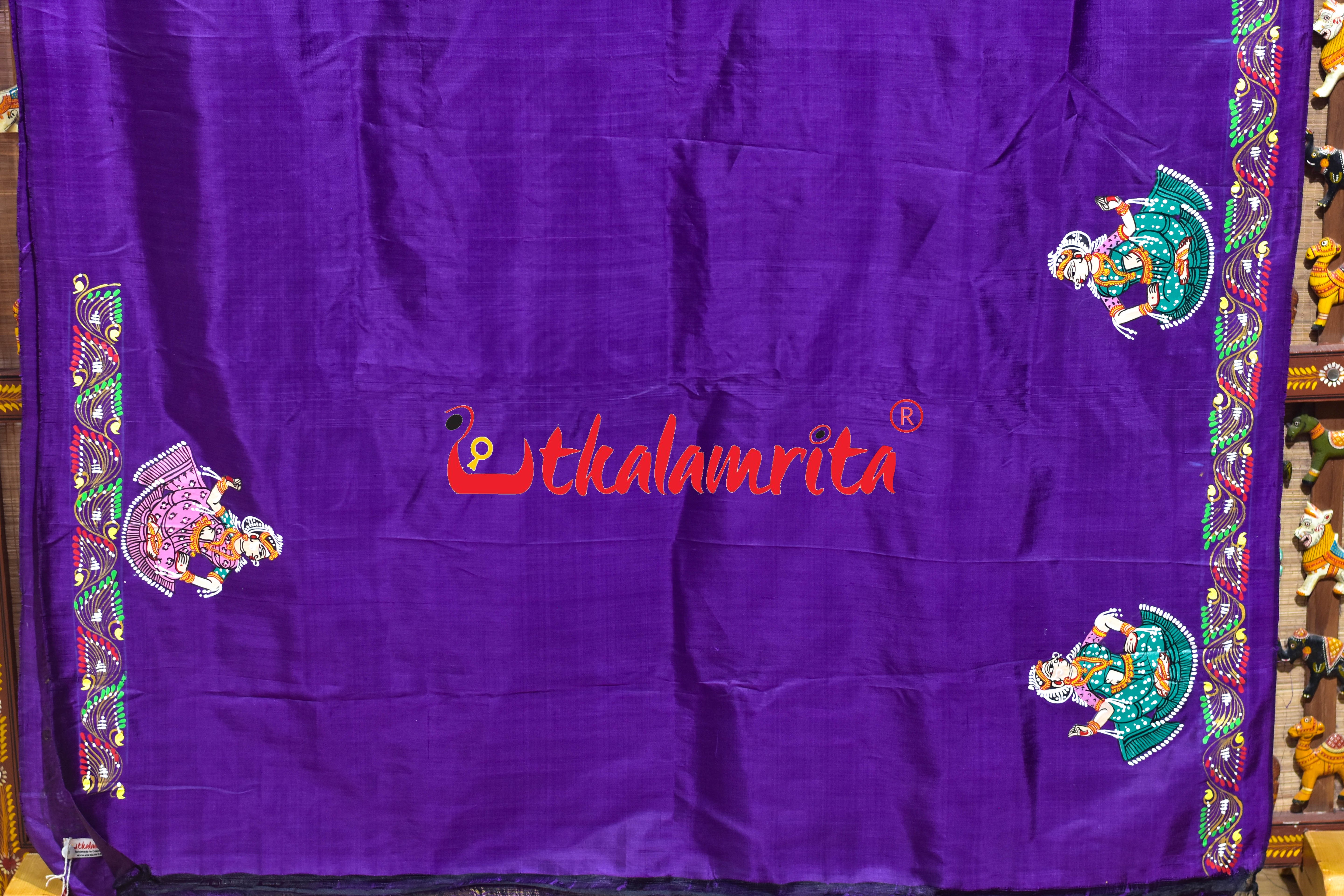 Purple Rasa Pattachitra Silk Saree