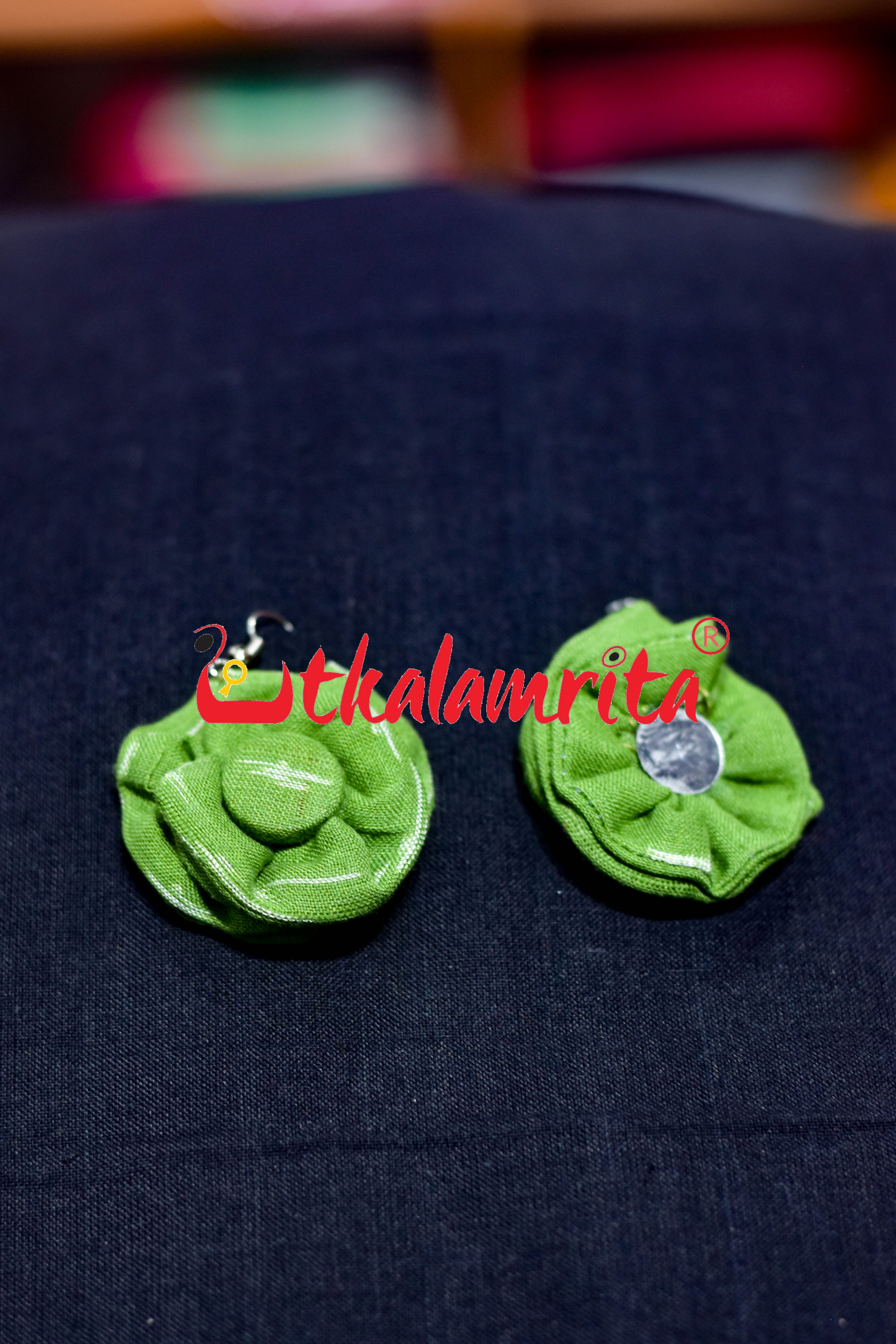 Green Lahari Front Mirror Earrings