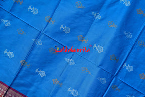 Blue Sankh and Fish Bomkai Sambalpuri Silk