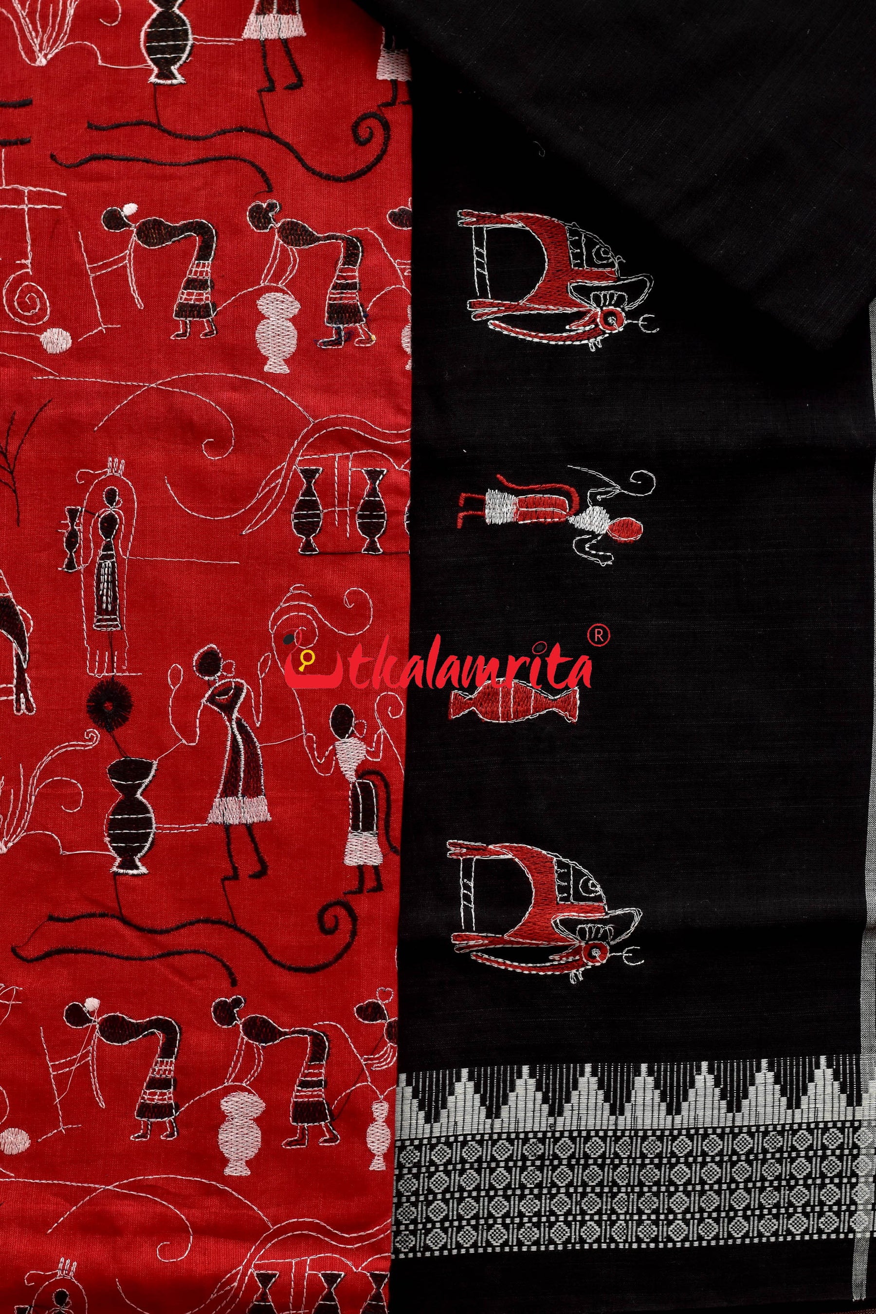 Red Black Tribal Village Dress Set