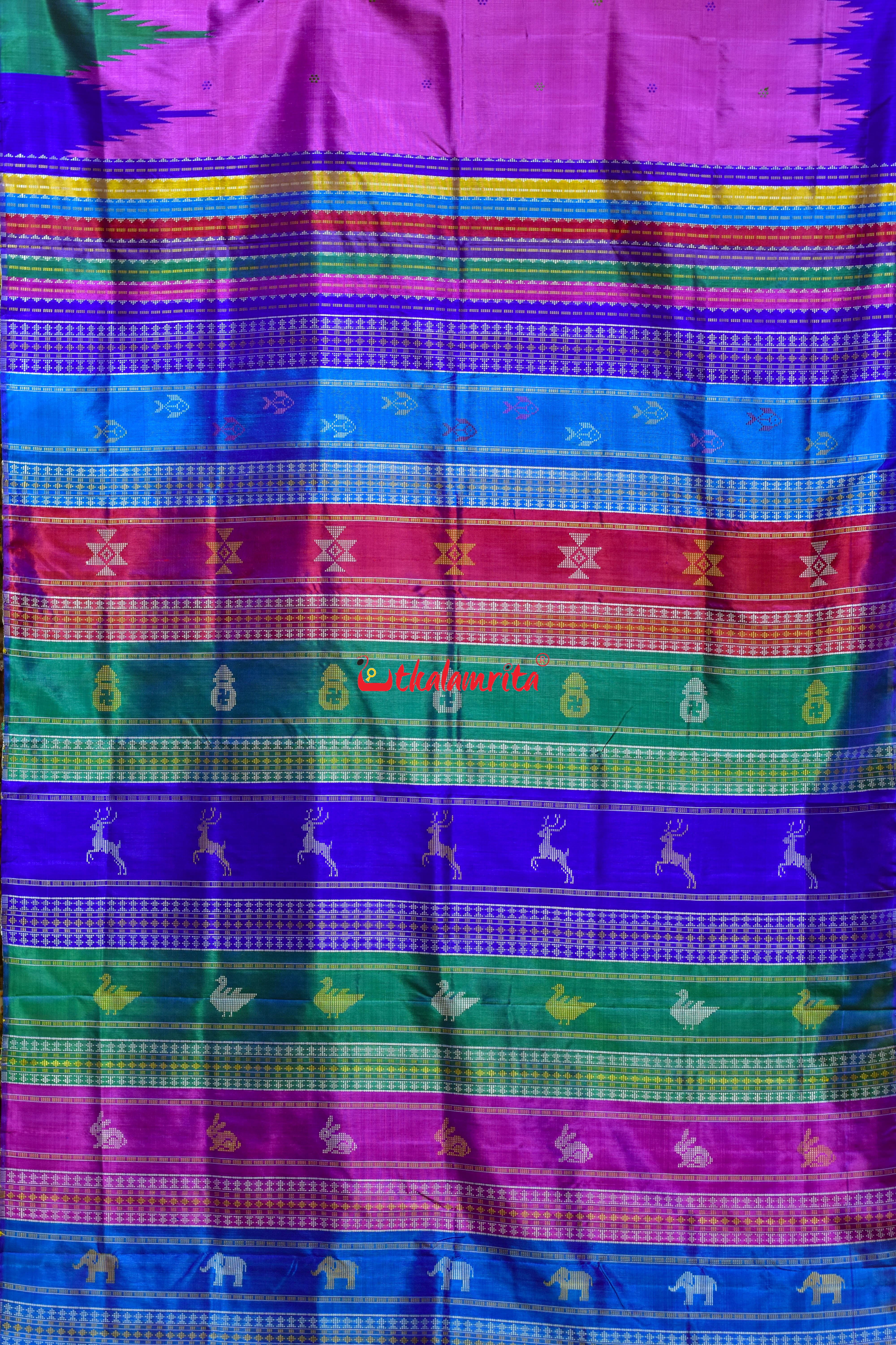 Subtle Violet Double Anchal Berhampuri Silk Saree