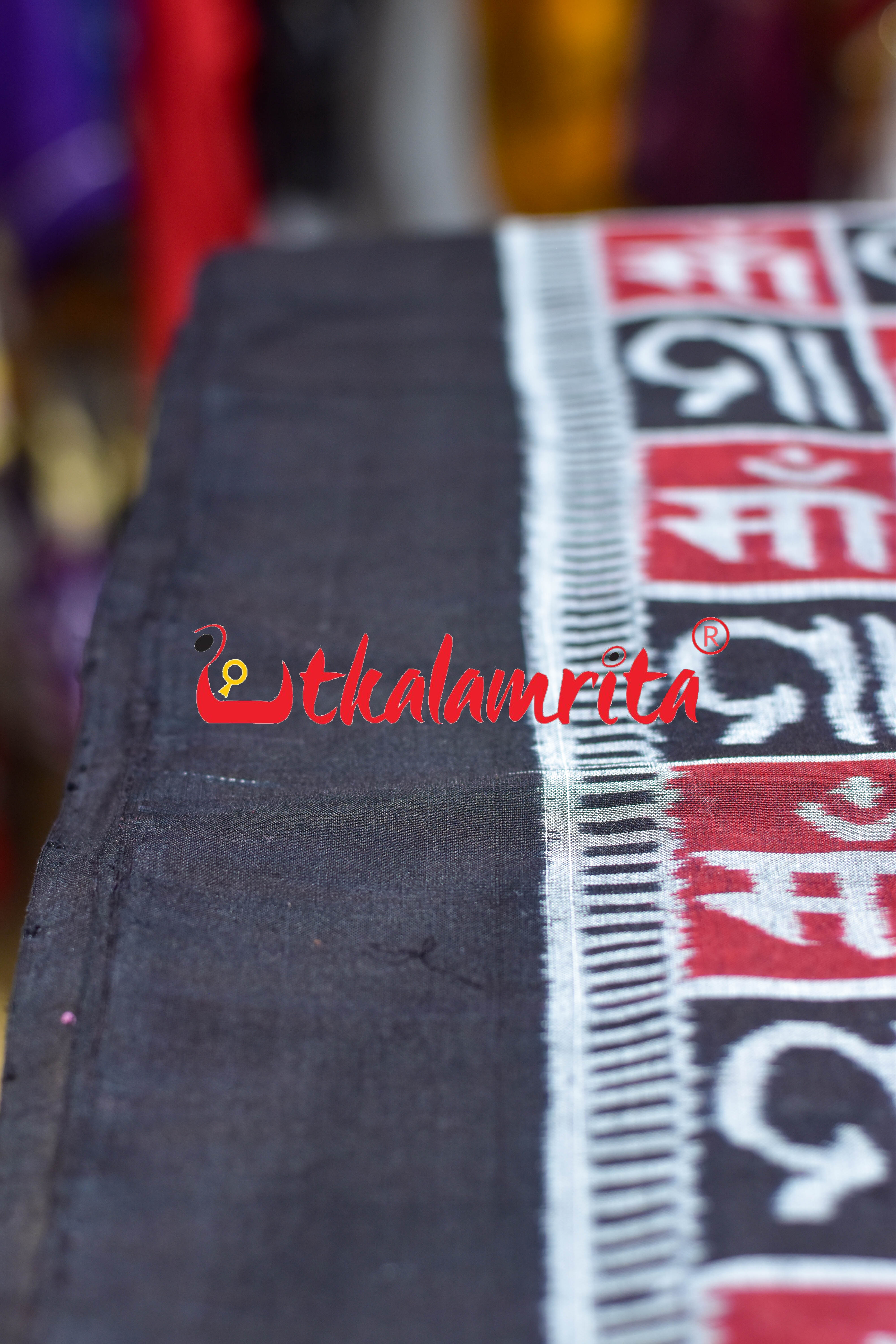 Black Silver Maa Sambalpuri Cotton (Fabric)