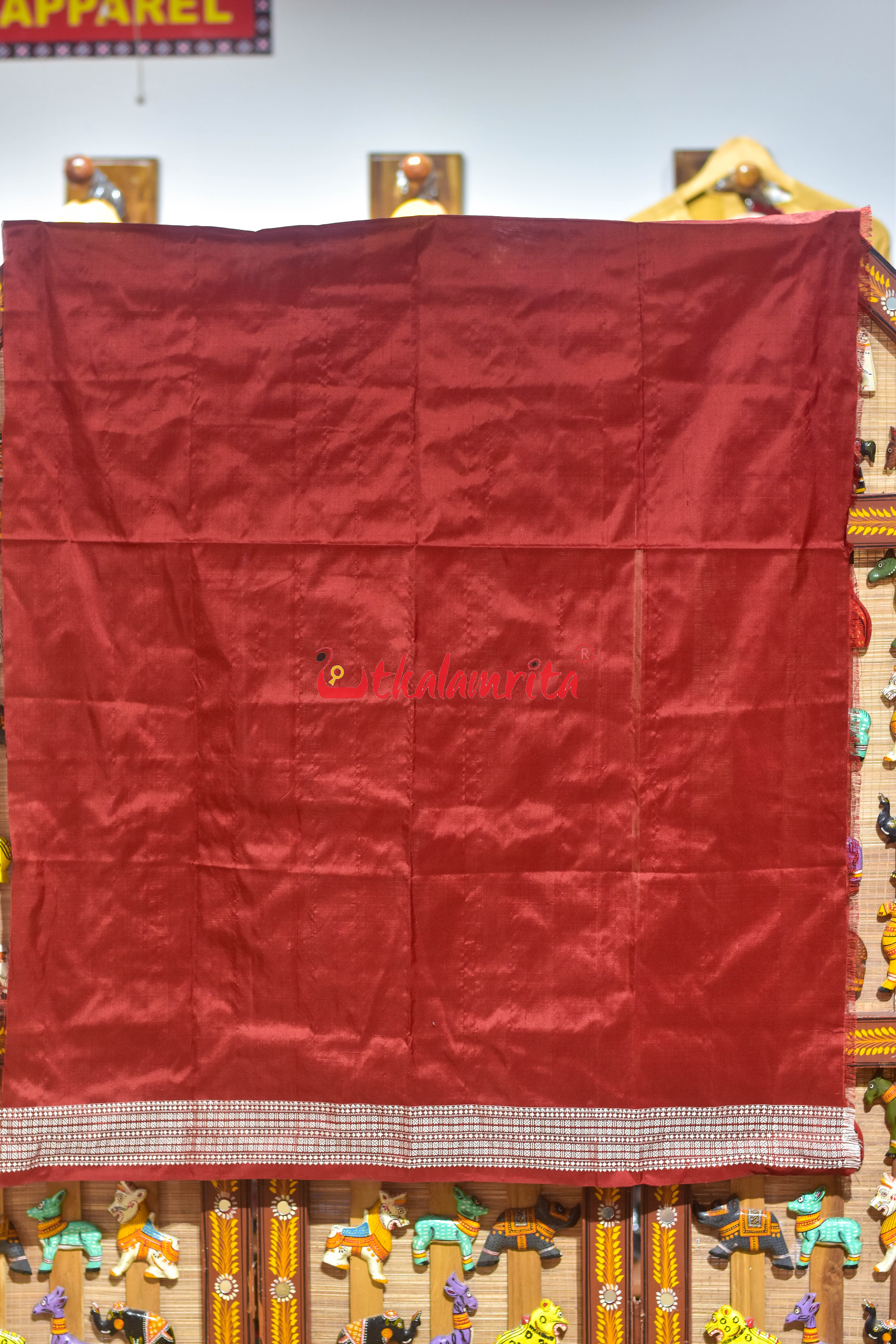 Maroon Laxmi Shree Yantra Sambalpuri Silk Saree