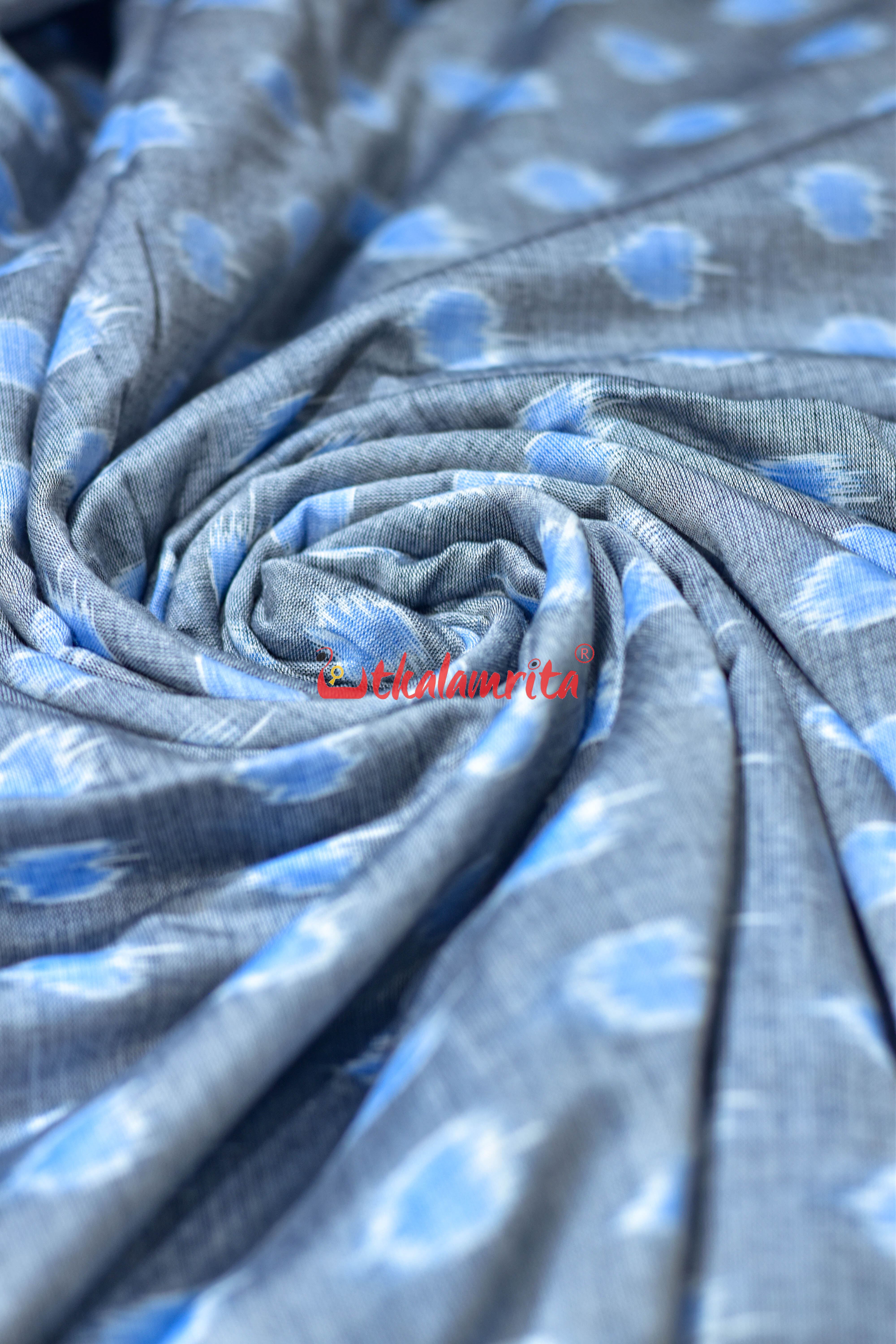 Panapatra Sky Grey Ikat Cotton (Fabric)
