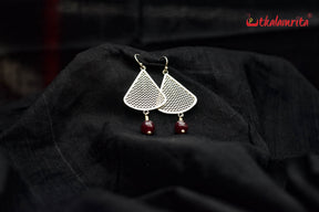 Silver Jala Work Danglers with Brown Balls (Danglers)