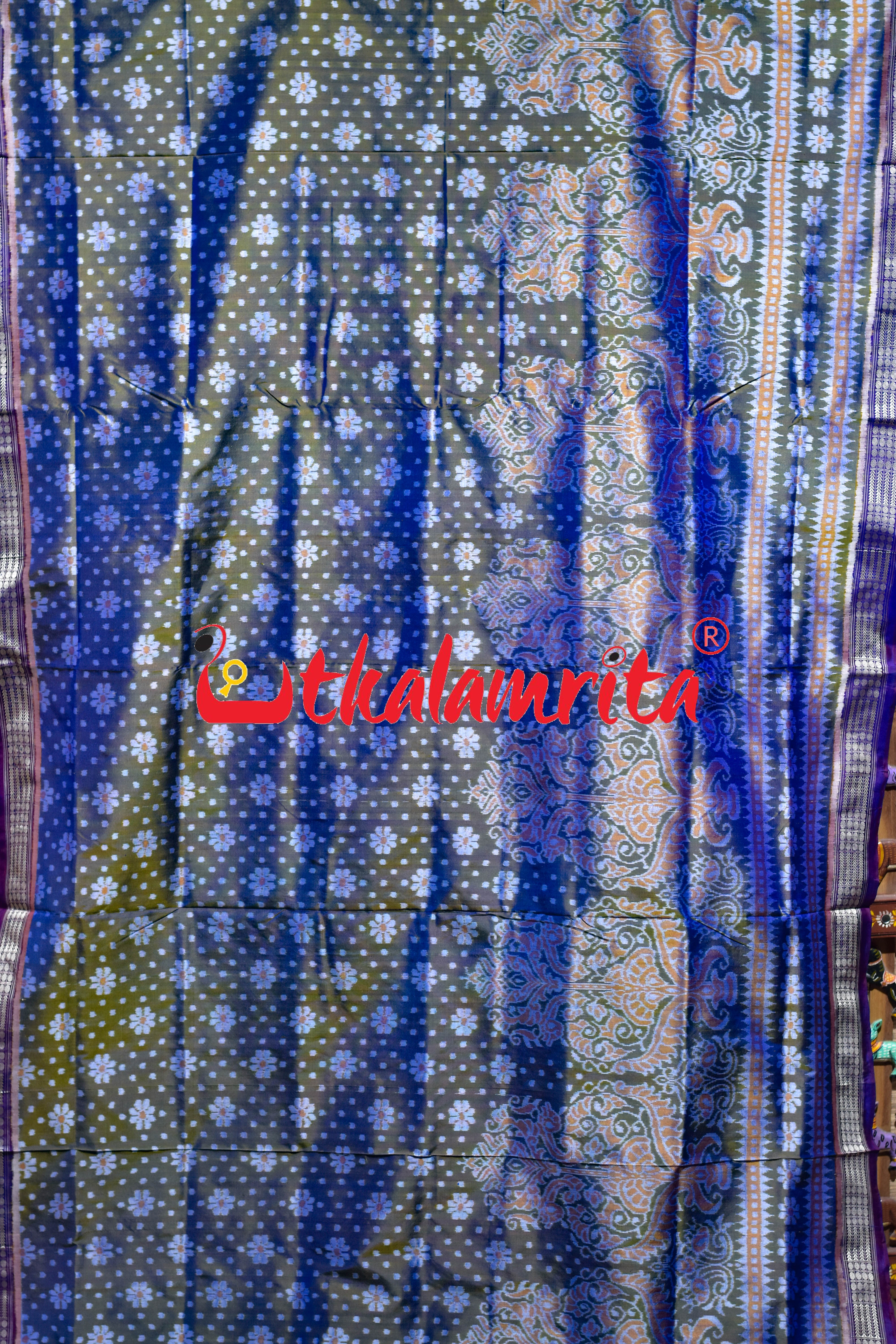 Magenta Blue Sambalpuri Bandha Silk Saree
