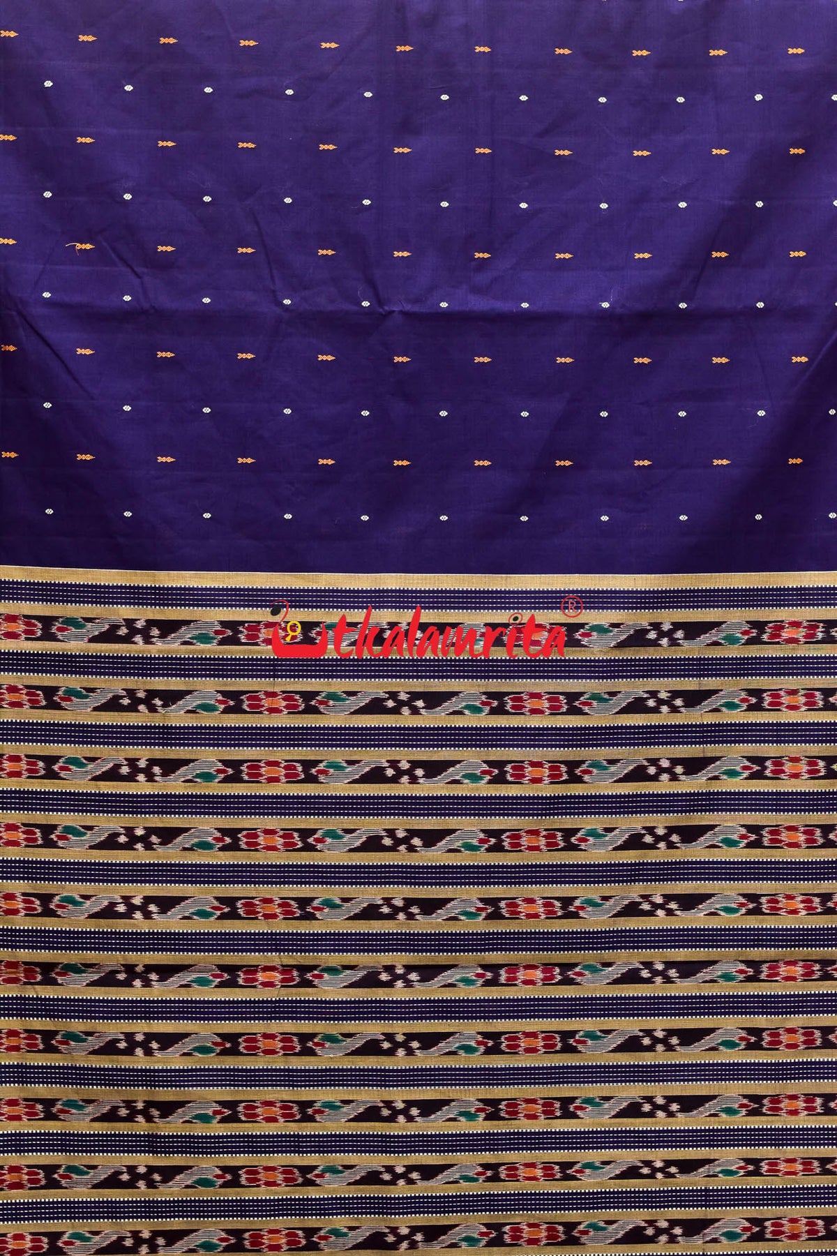 Deep Blue Grey Pittala Cotton Saree