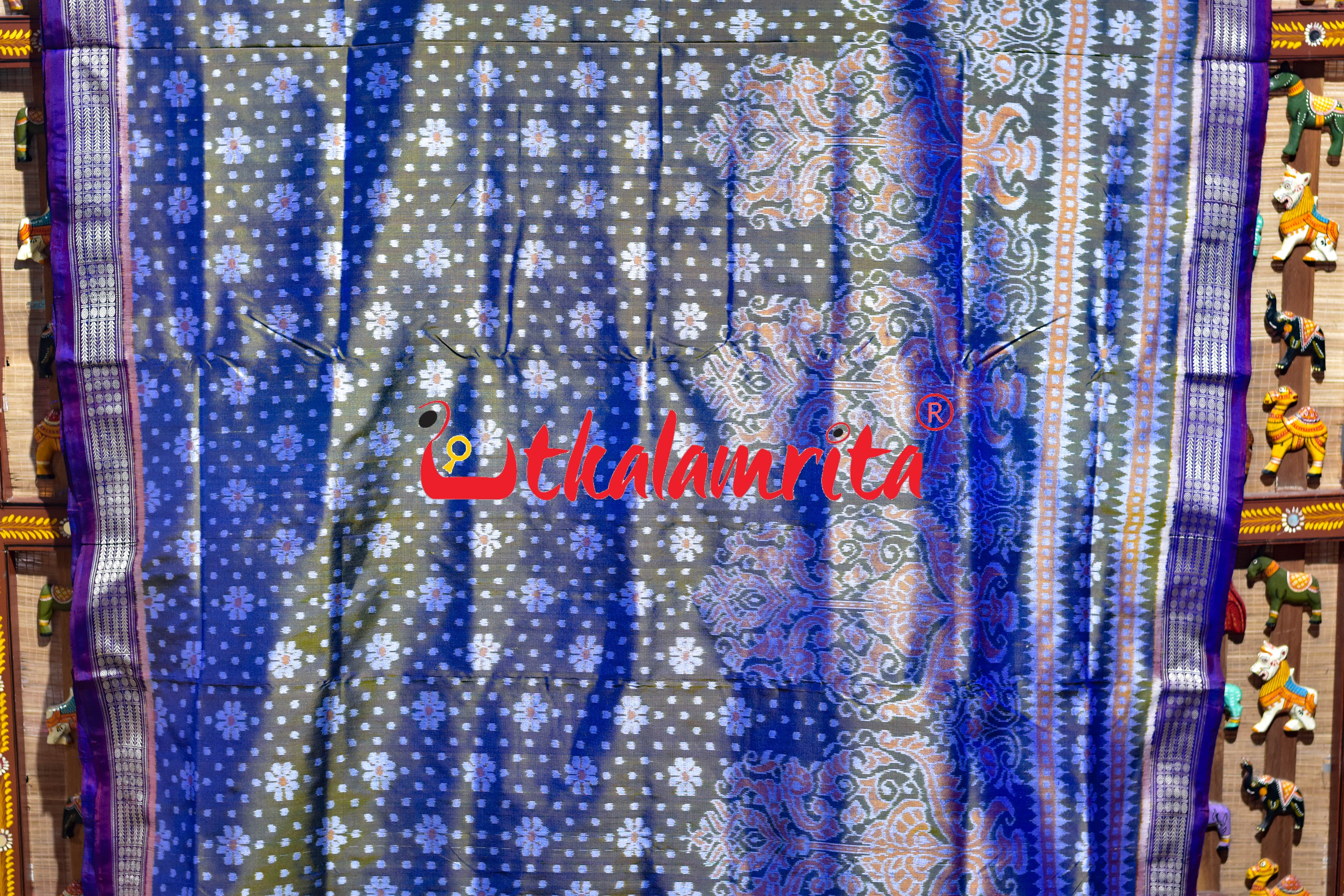 Magenta Blue Sambalpuri Bandha Silk Saree