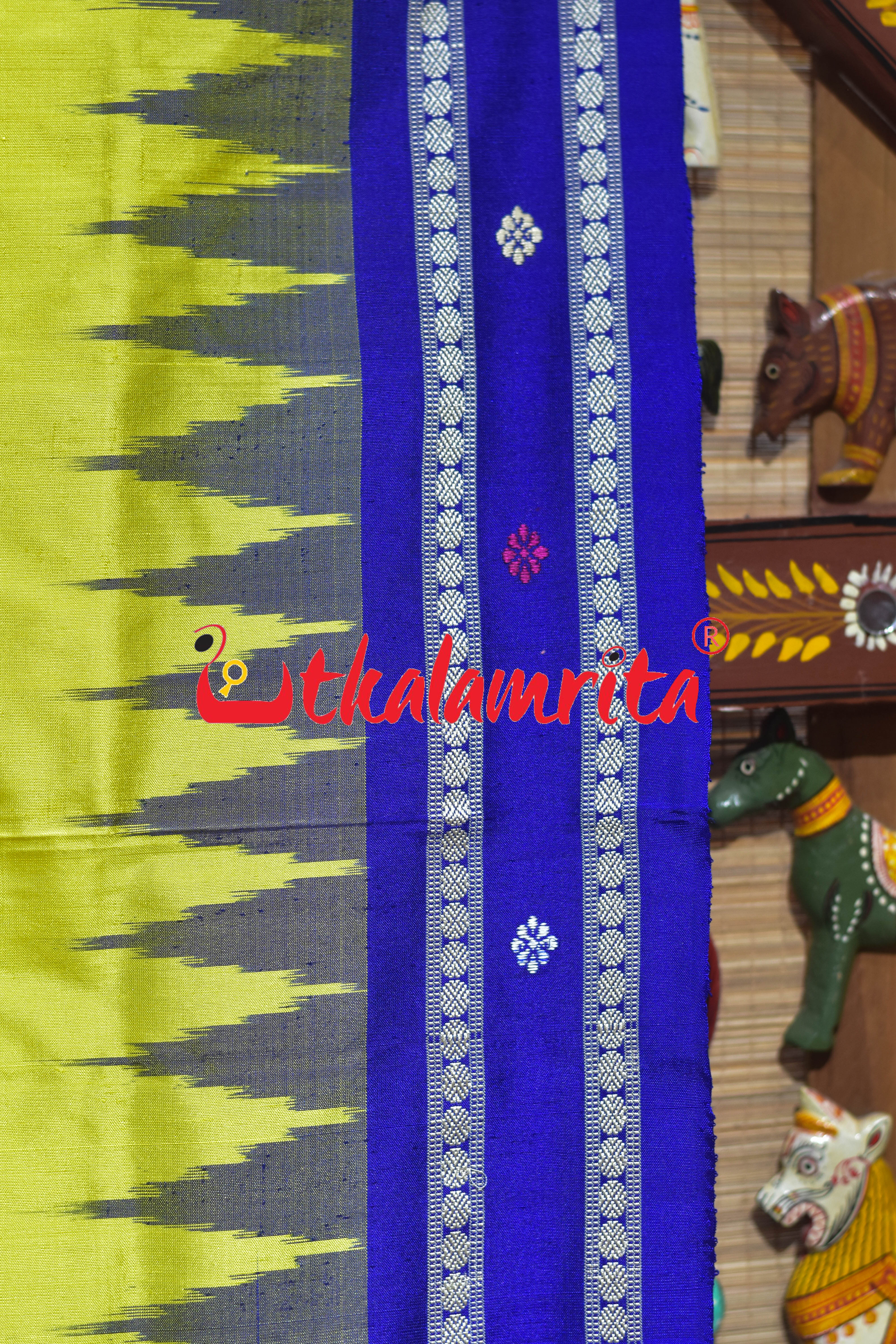 Dolabedi Yellow Blue Bomkai Silk Saree