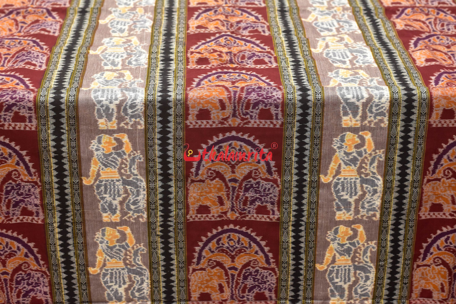 Maroon Nartaki Sambalpuri Cotton (Fabric)