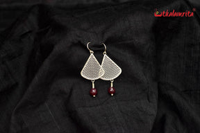 Silver Jala Work Danglers with Brown Balls (Danglers)