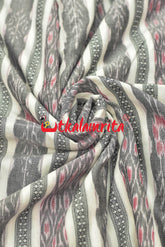 Grey and Red Bandha on White (Fabric)