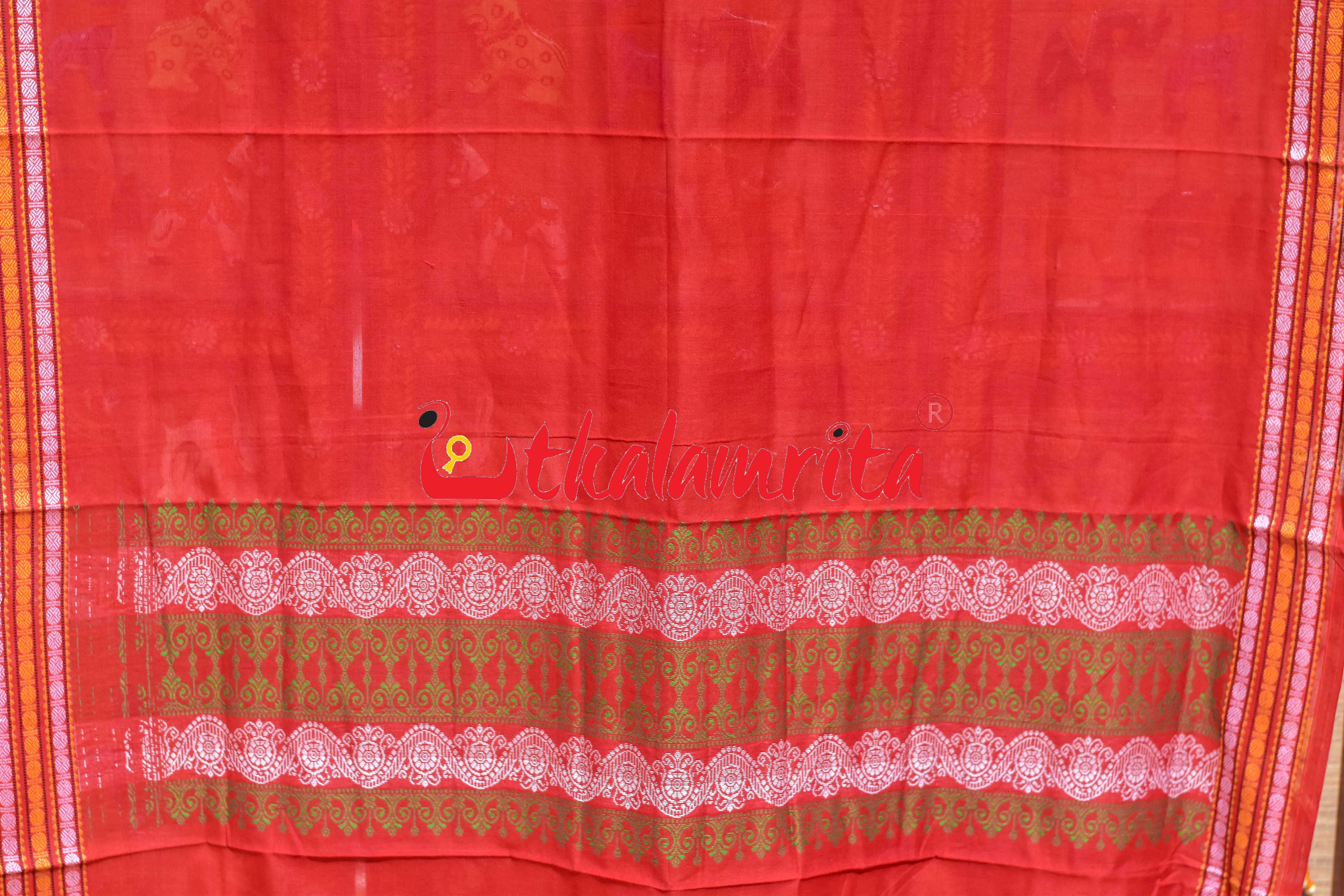 Green Red Doll Bomkai Bapta Dress Set