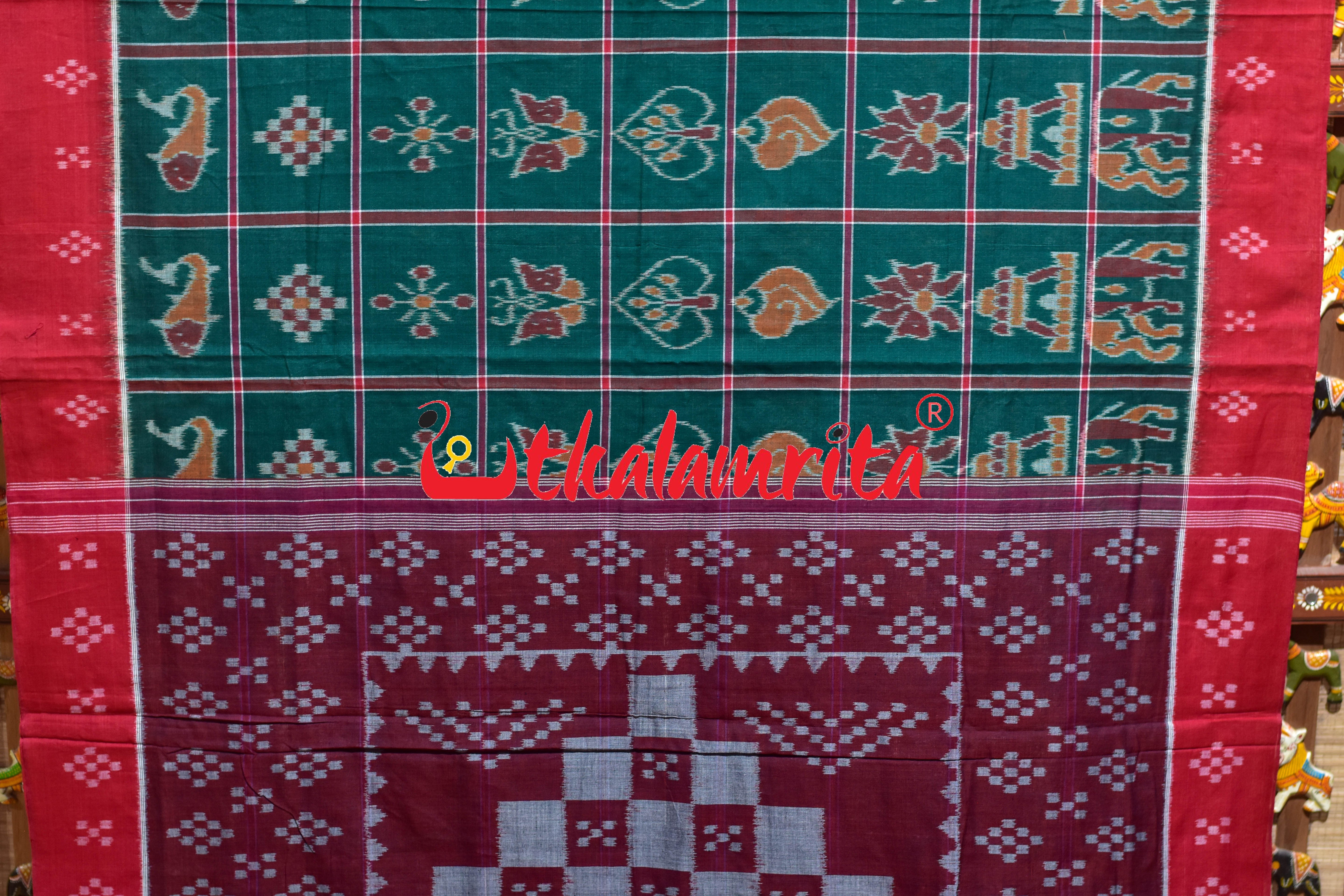 Green Red Pasapali Border Nabakothi Cotton Saree