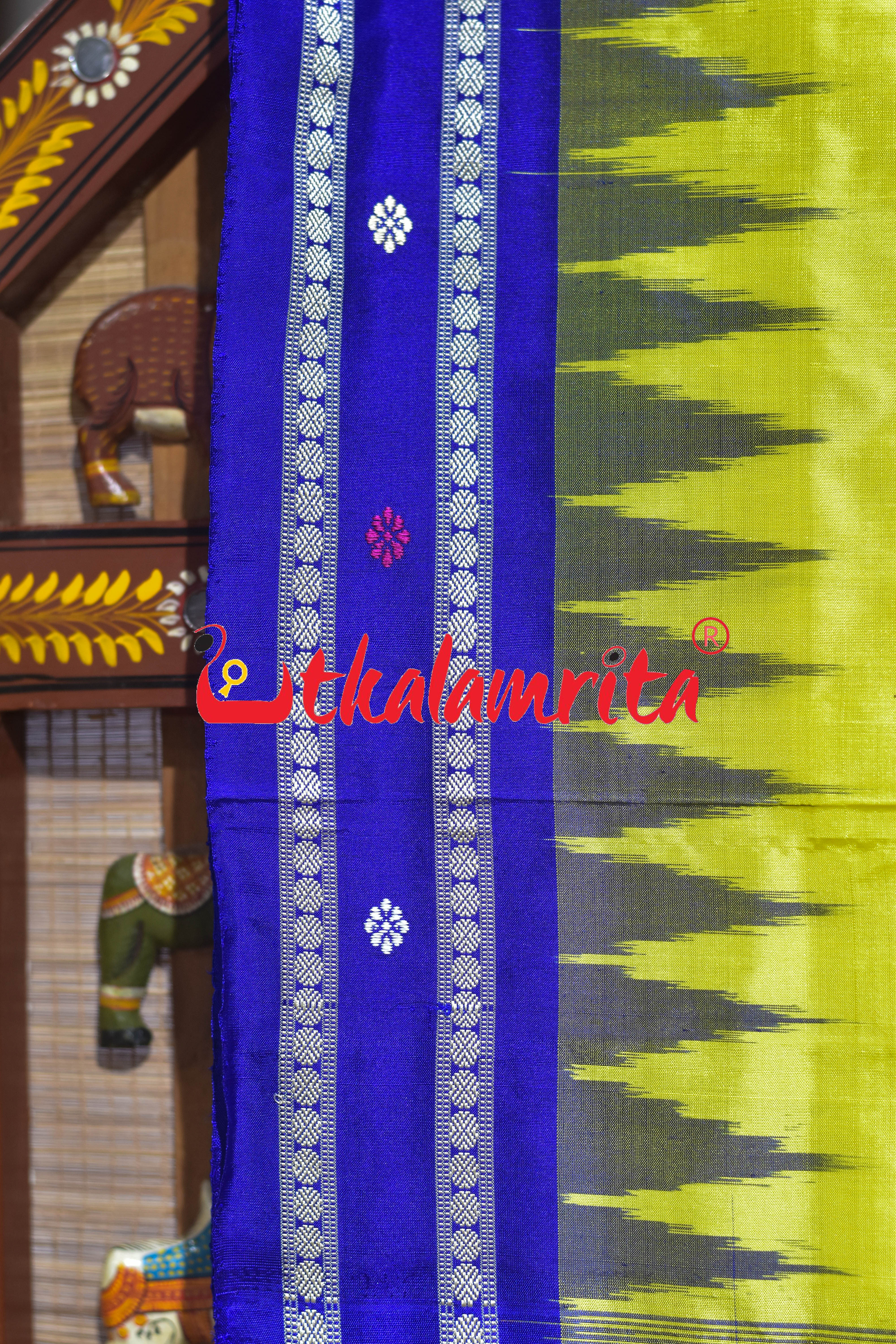 Dolabedi Yellow Blue Bomkai Silk Saree