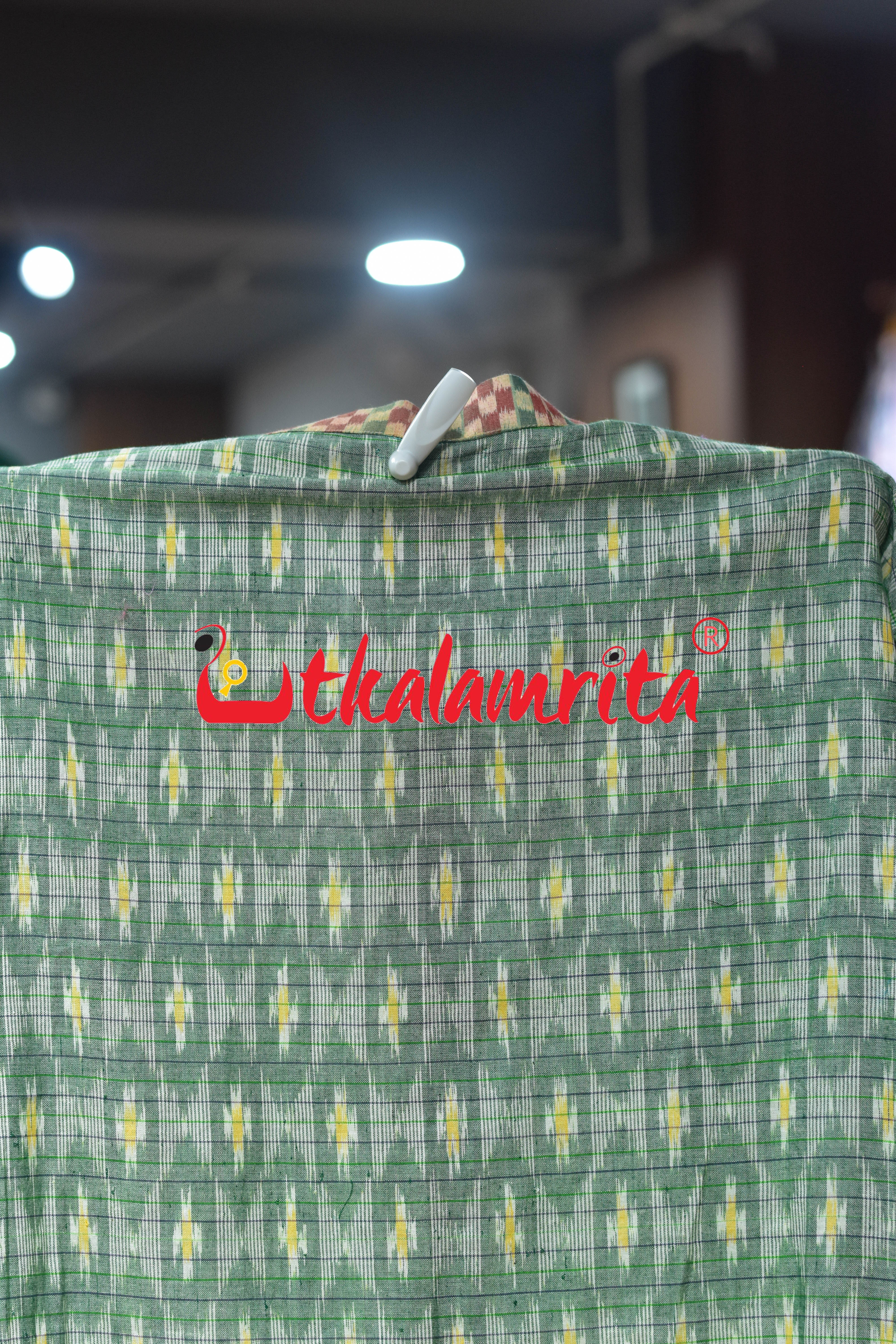 Green Checks Star Odia Letters (Men's Asymmetric Short kurta)